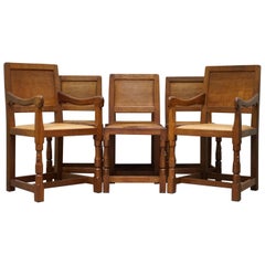 Vintage Six Very Rare 1950s Honeycomb Oak Robert Mouseman Thompson Dining Chairs 6