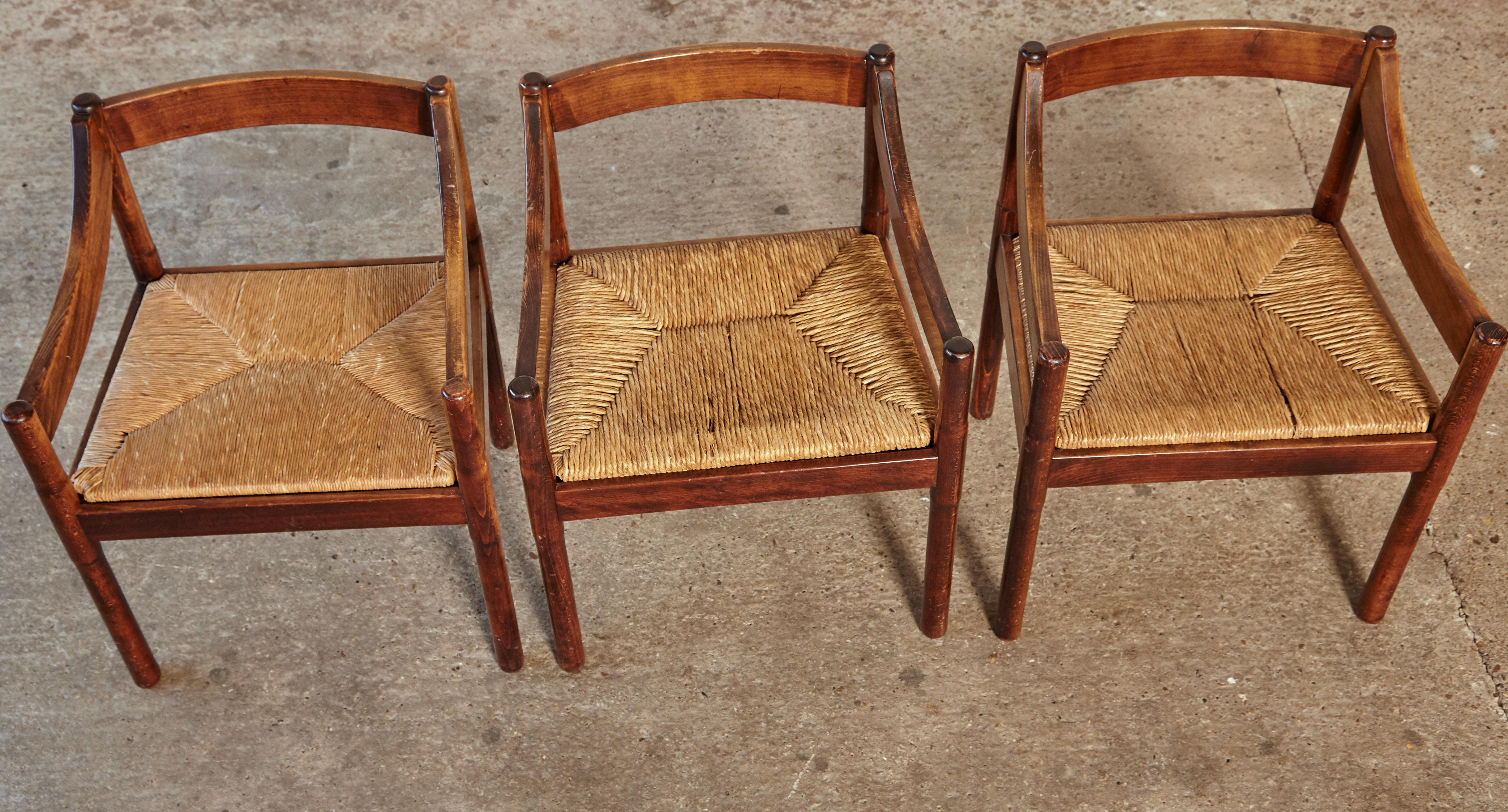 Six Vico Magistretti Carimate Dining Chairs for Cassina, Italy, 1960s 6