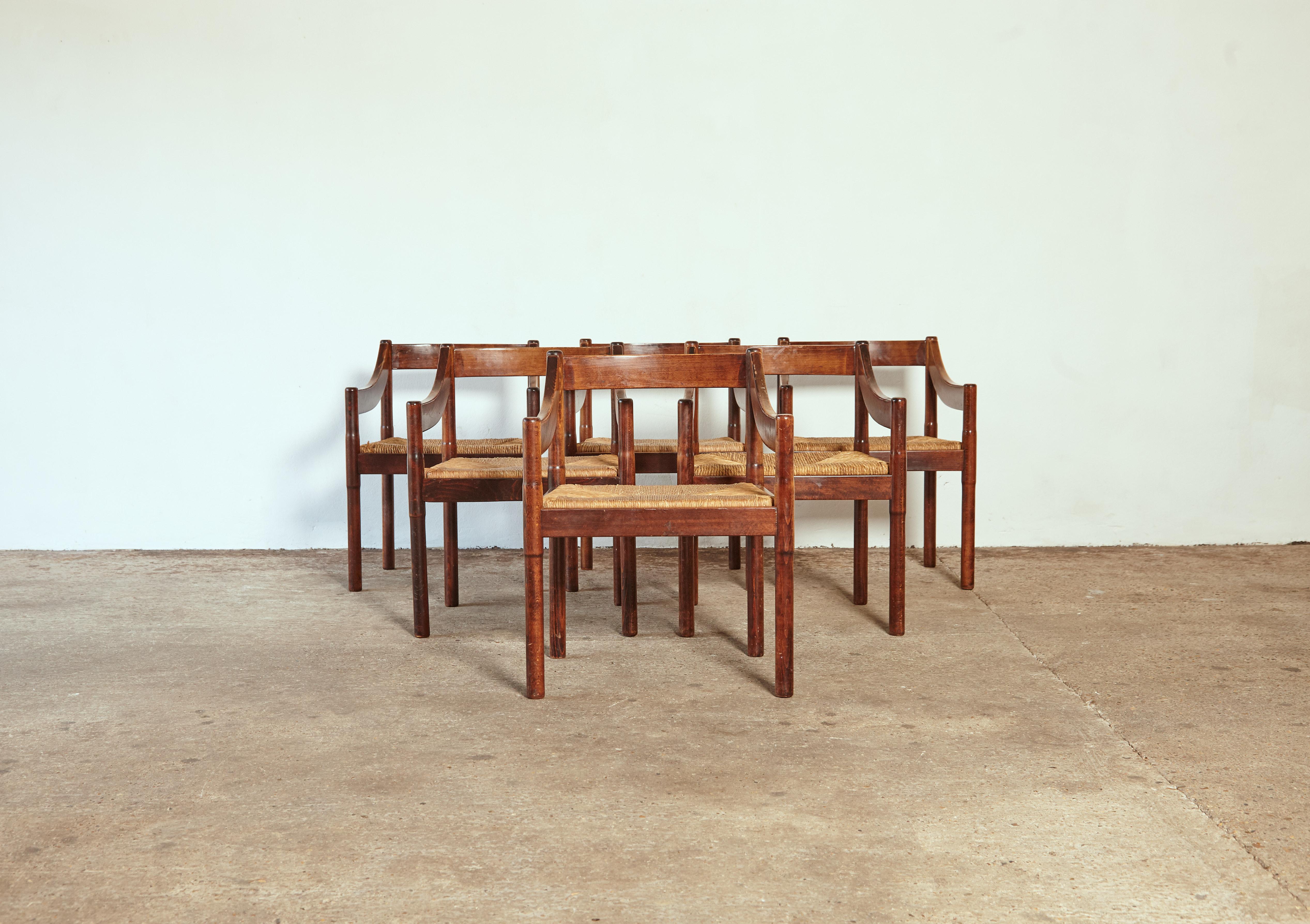 Italian Six Vico Magistretti Carimate Dining Chairs for Cassina, Italy, 1960s