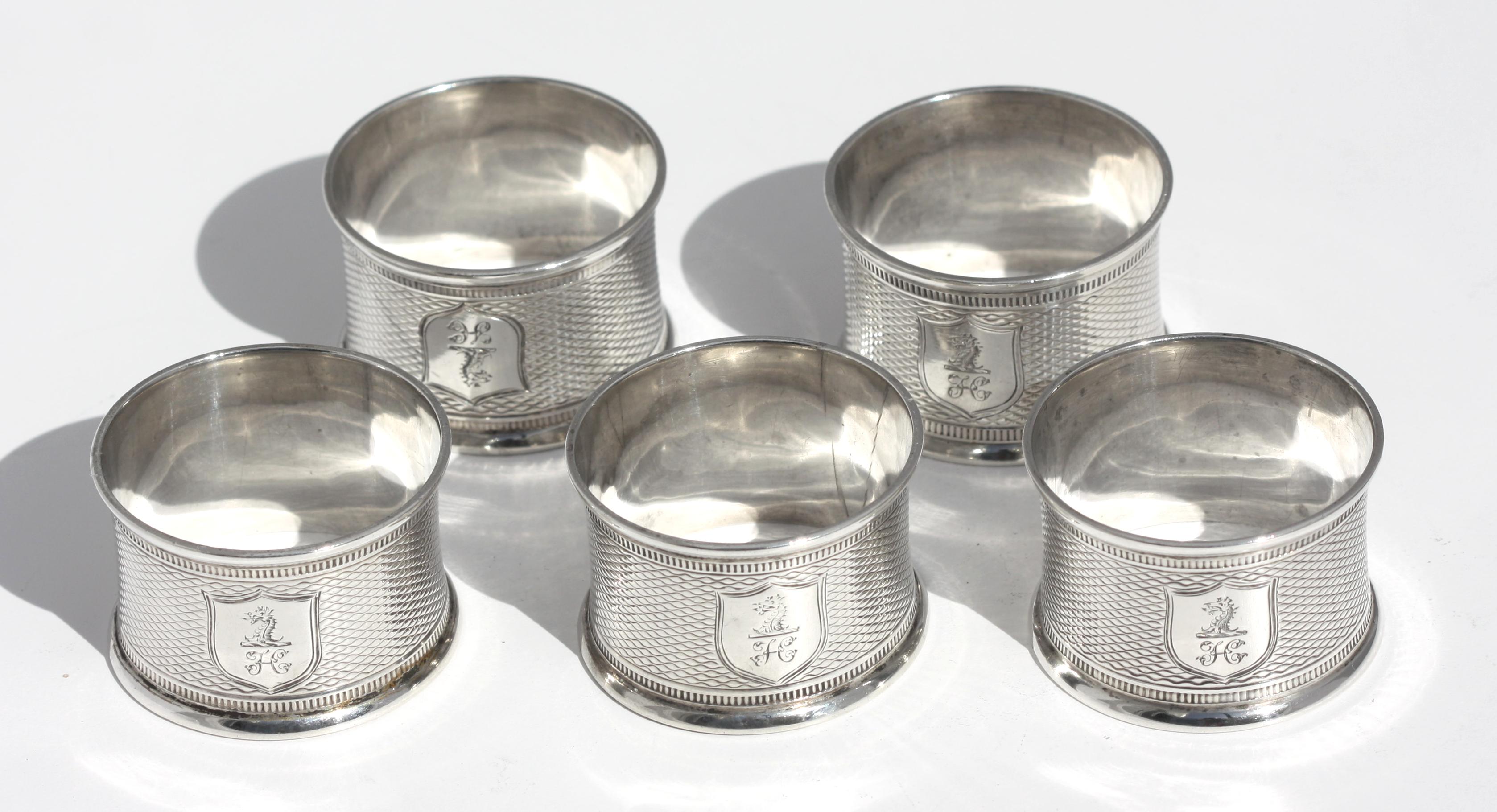 Six Victorian Silver Napkin Rings In Good Condition For Sale In West Palm Beach, FL