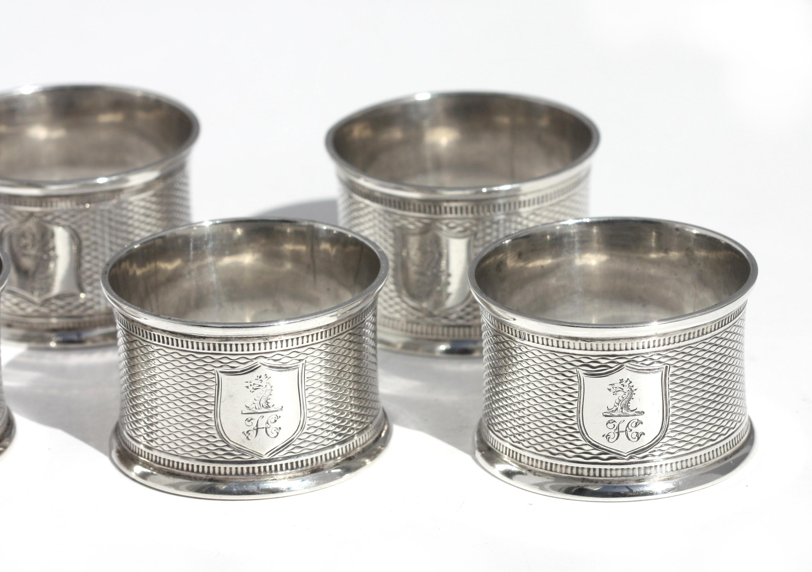 Six Victorian Silver Napkin Rings For Sale 1