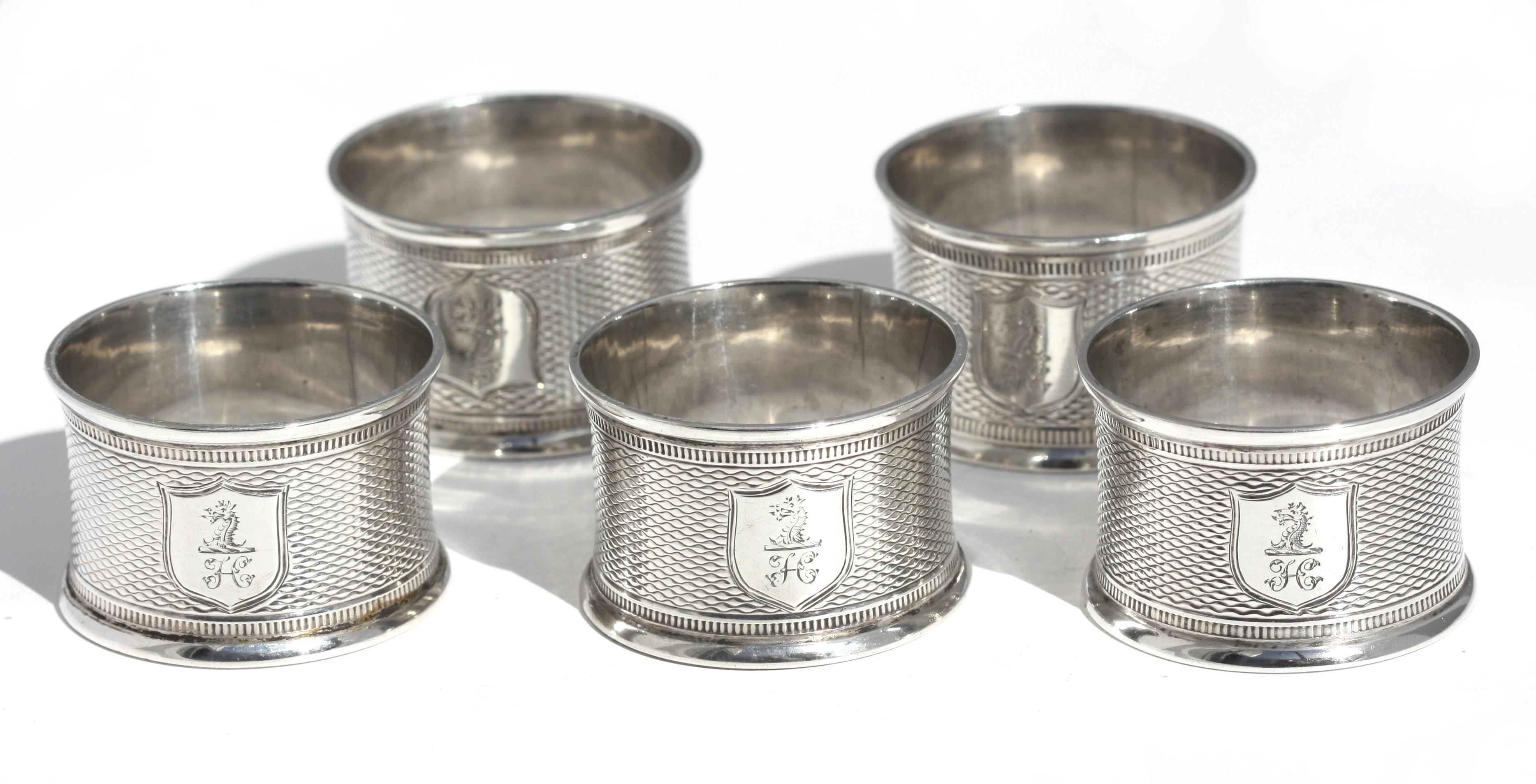 Six Victorian Silver Napkin Rings For Sale 2