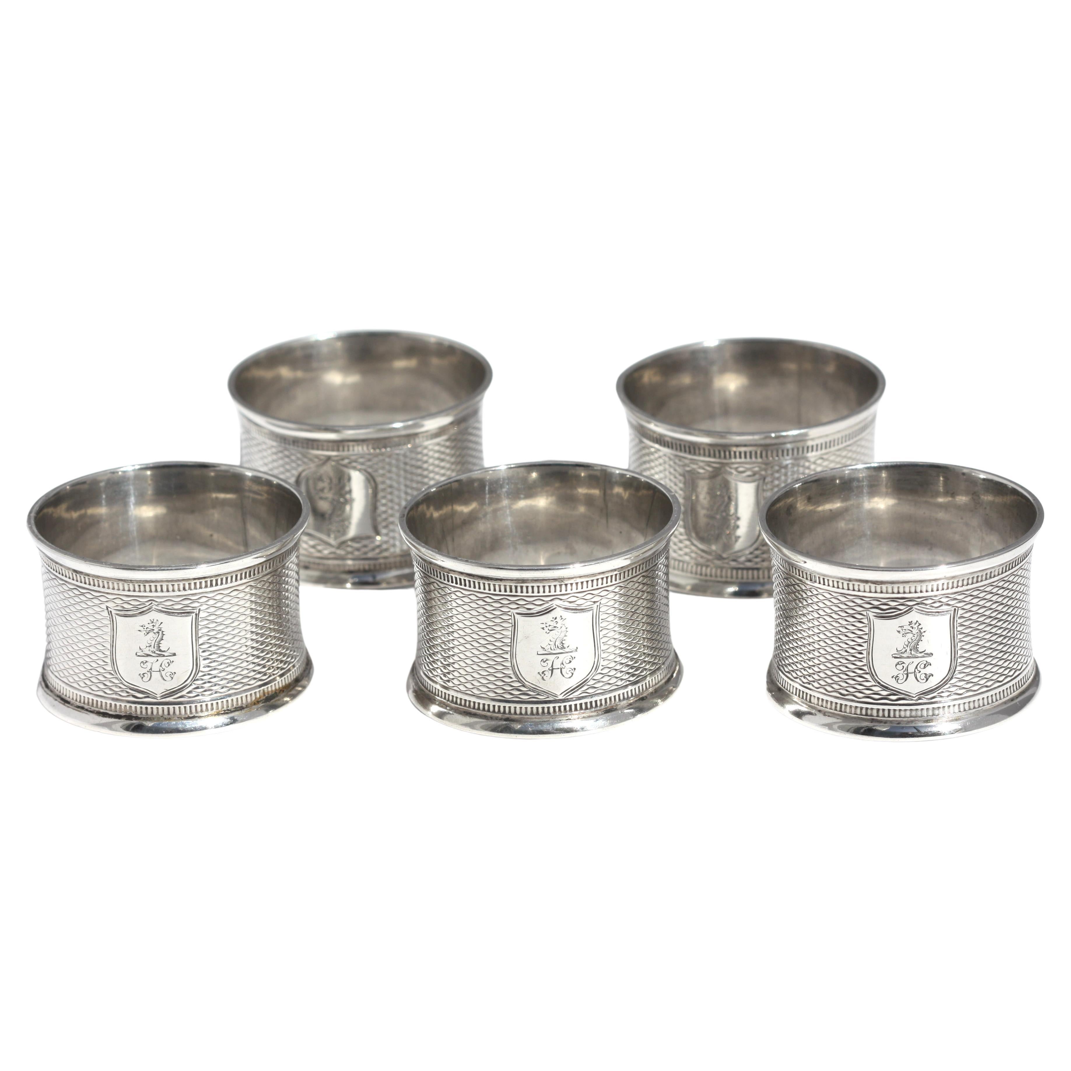 Six Victorian Silver Napkin Rings For Sale