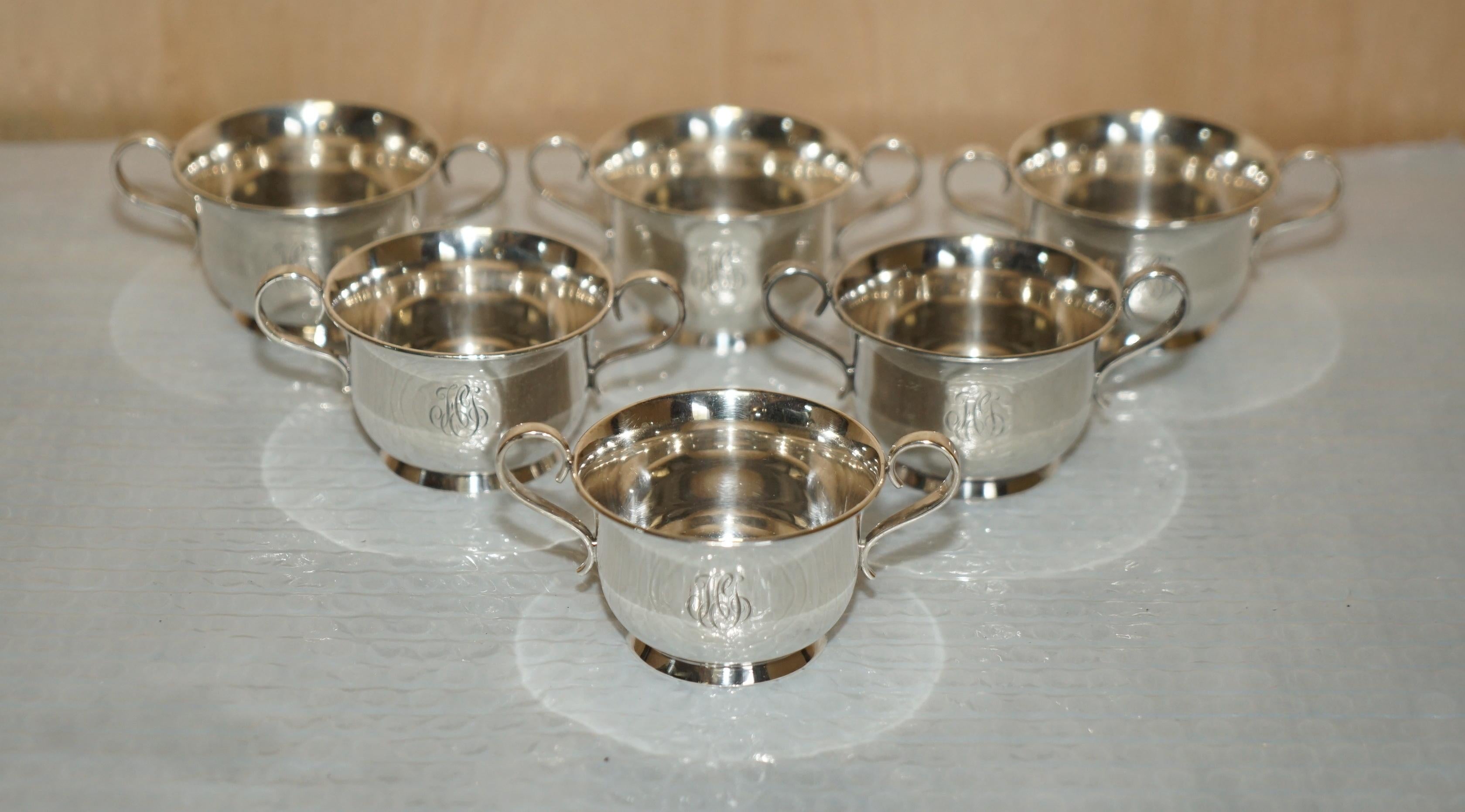 Six Victorian Sterling Silver Tiffany & Co New York Cups Goblets Original Case 6 7