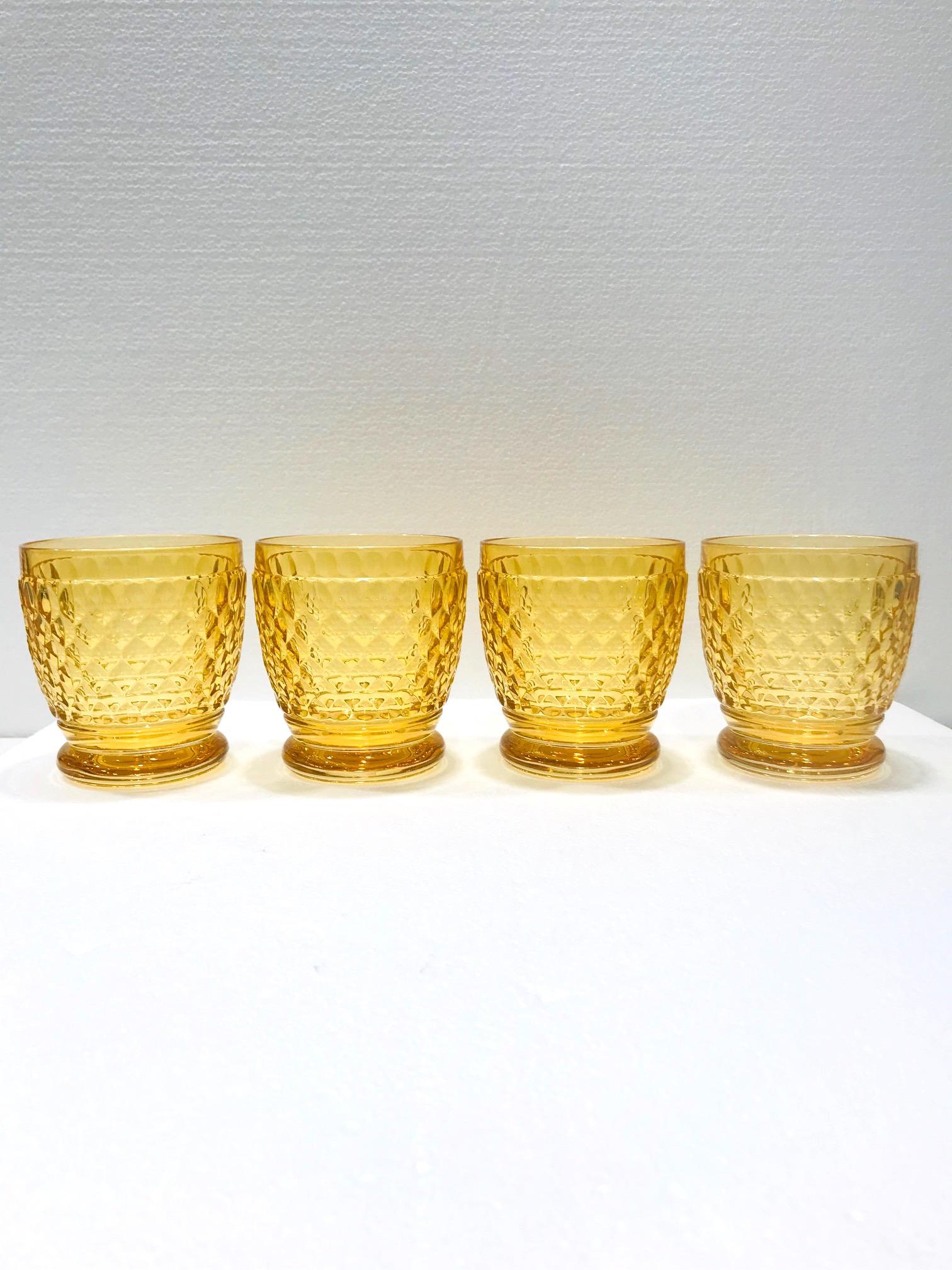 Modern Six Villeroy & Boch Crystal Water Glasses in Amber Yellow, Germany, circa 2005