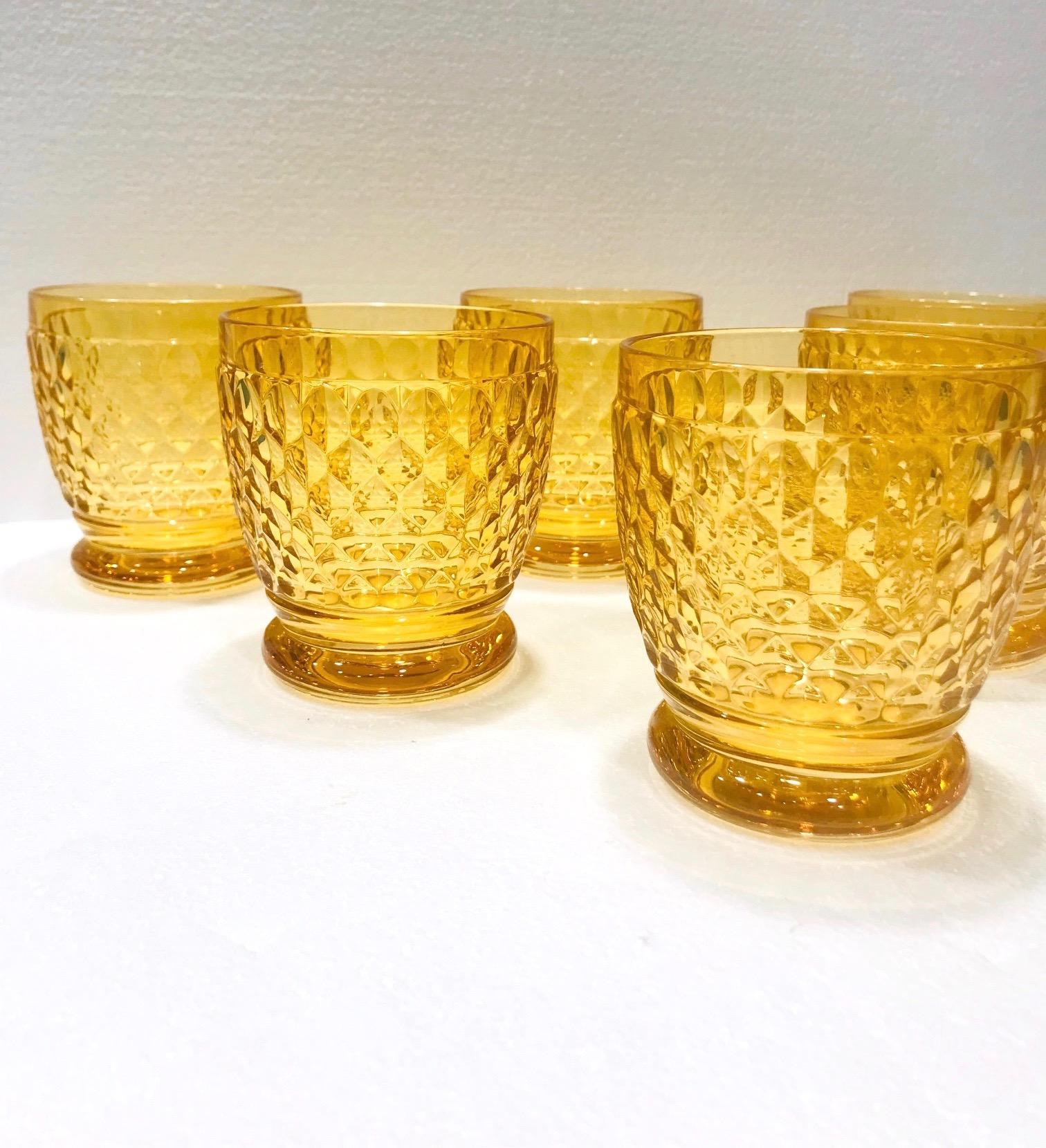 Six Villeroy & Boch Crystal Water Glasses in Amber Yellow, Germany, circa 2005 2