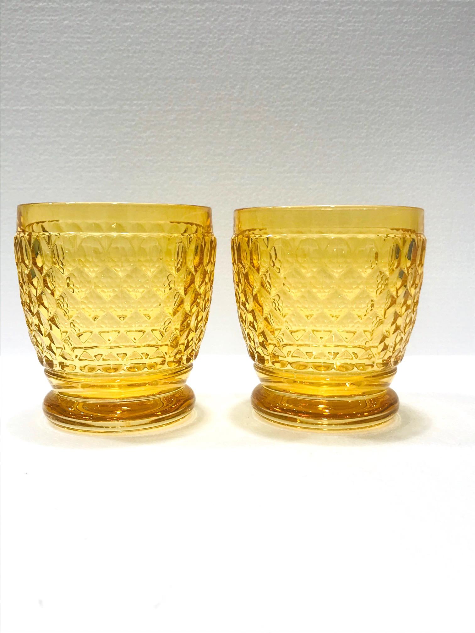 Six Villeroy & Boch Crystal Water Glasses in Amber Yellow, Germany, circa 2005 3