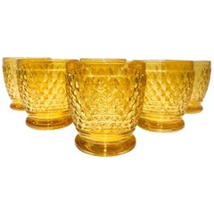 Six Villeroy & Boch Crystal Water Glasses in Amber Yellow, Germany, circa 2005