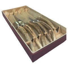 Six Vintage Antler-Handled Steak Knives by Charles H. Barber & Co., England