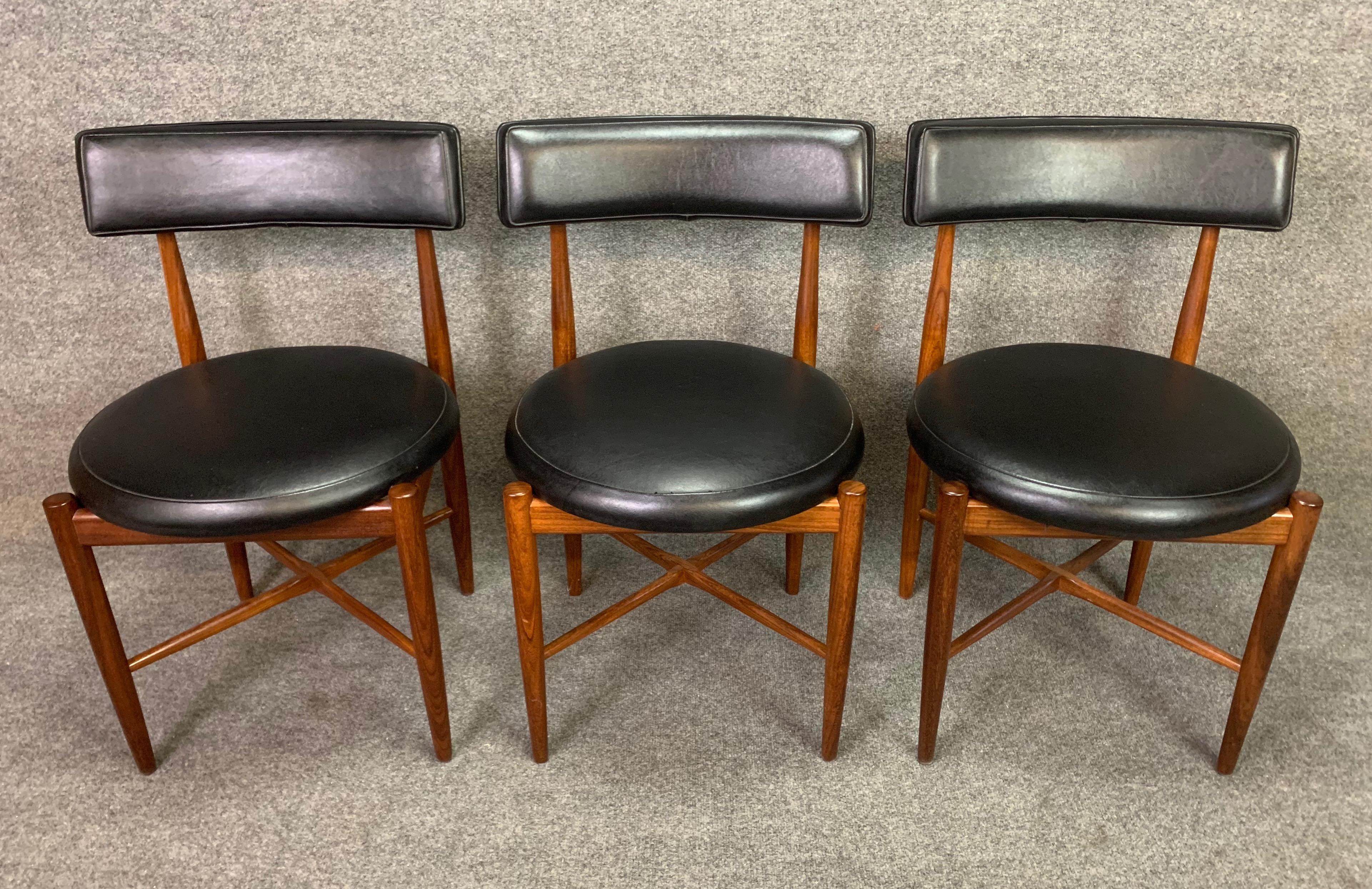 English Six Vintage British Mid Century Teak Dining Chairs by Victor Wilkins for G Plan