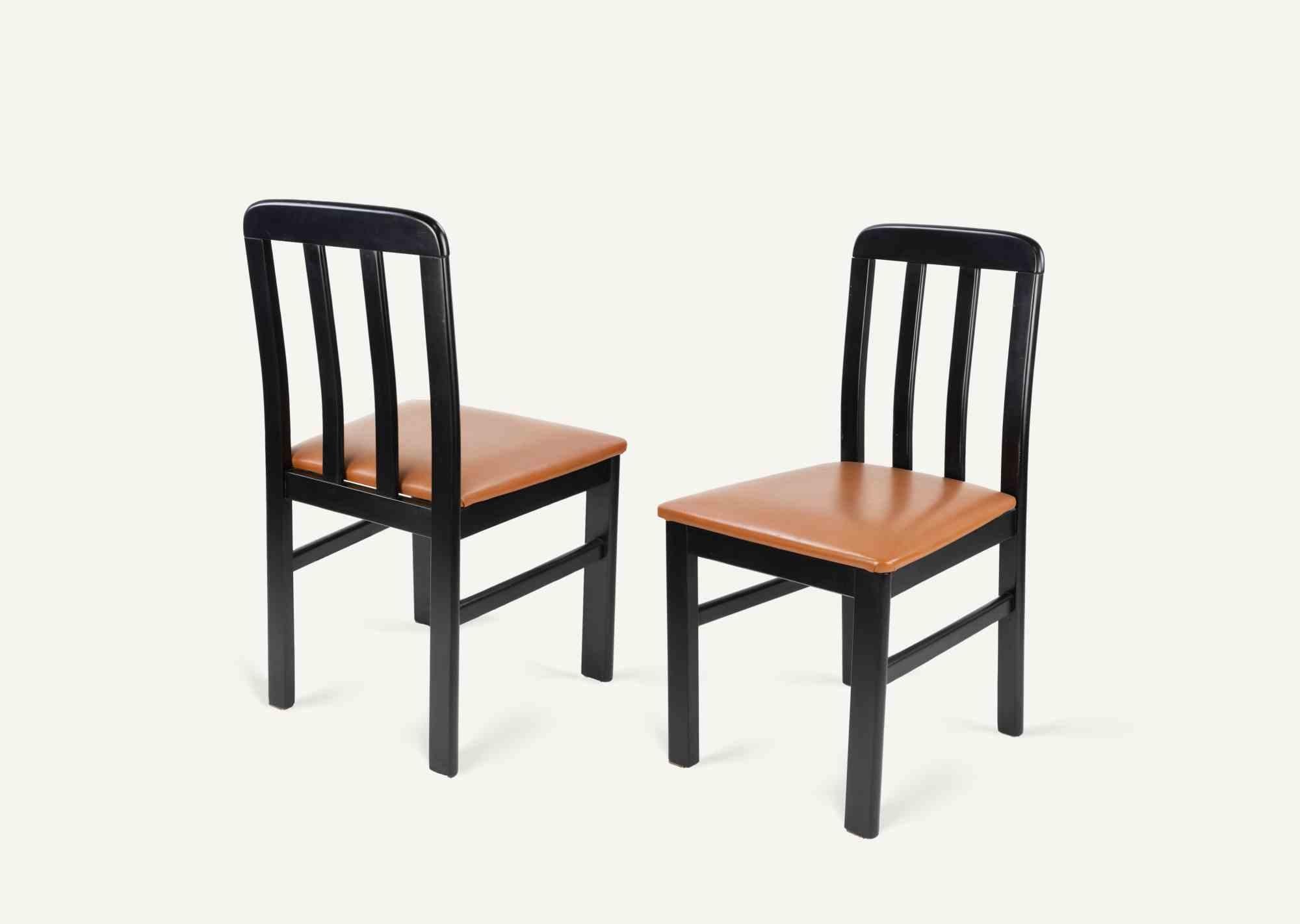 Lackiertes Holz, Leder.

Realisiert in den 1970er Jahren im Art Déco-Stil.

Sehr guter Zustand.