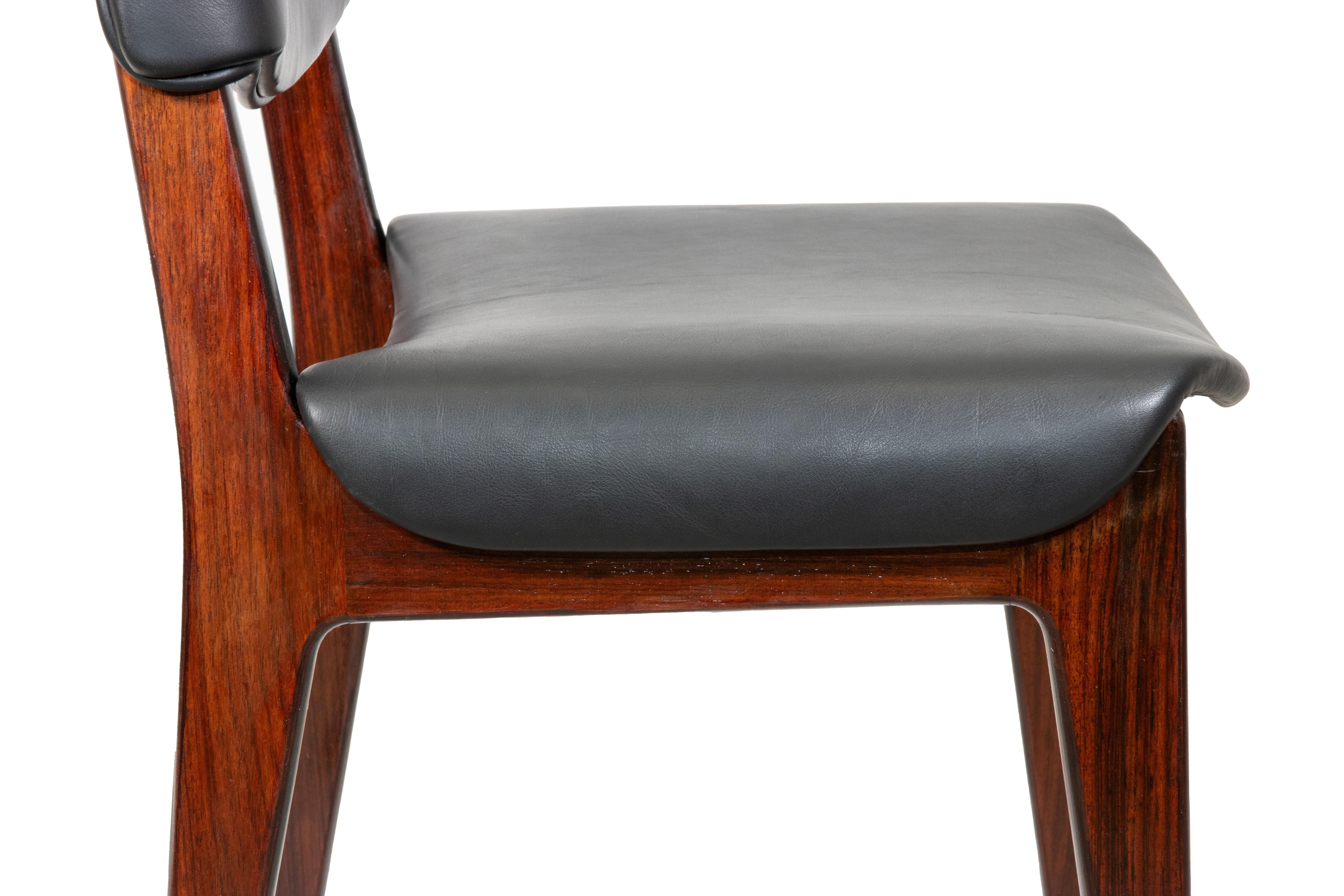 Mid-20th Century Six Vintage Chairs Wood and Leather by Gio Ponti for MIM, 1950s