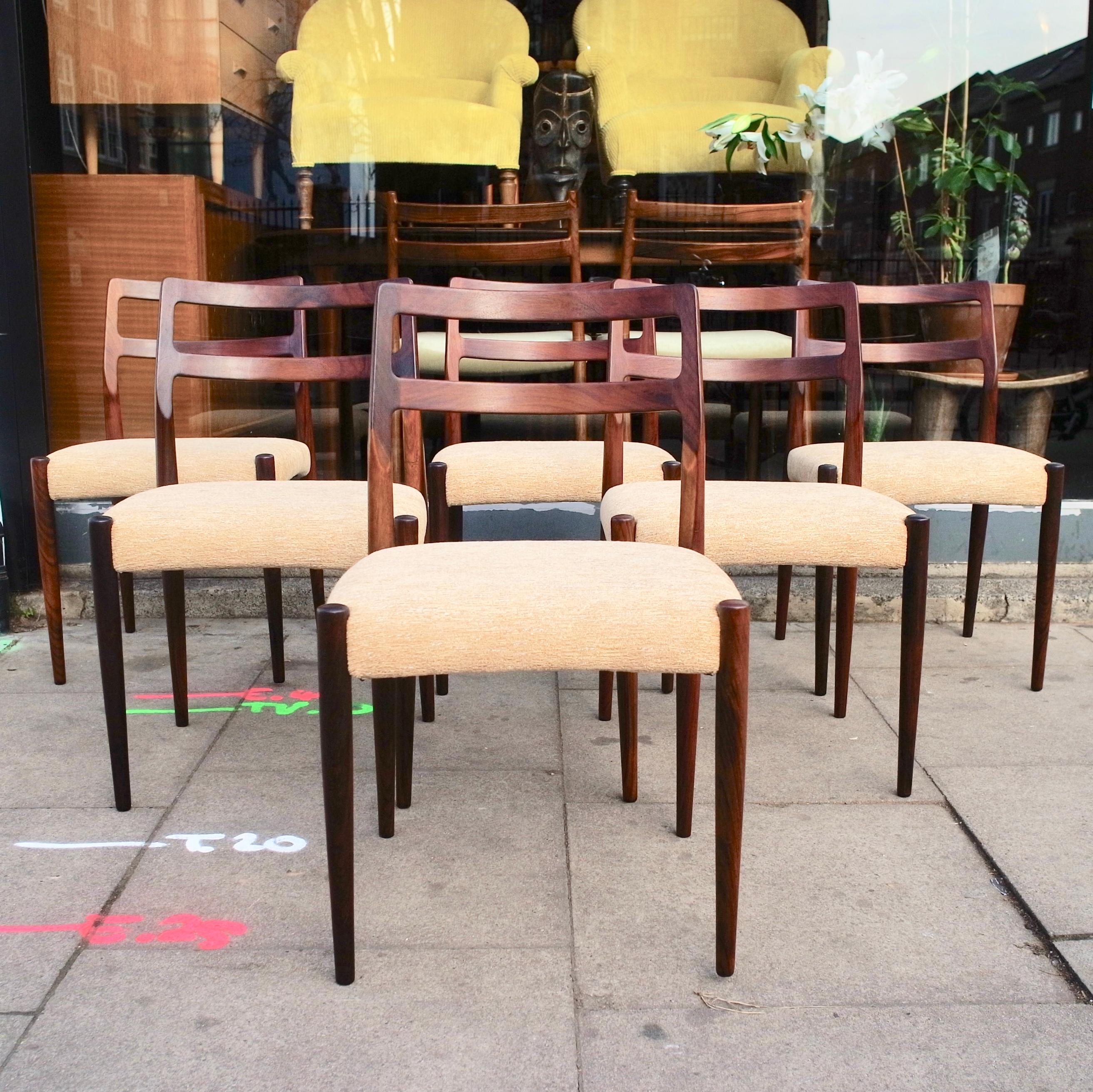 Mid-Century Modern Six Vintage Danish Hardwood 1960s Dining Chairs by Johannes Andersen For Sale