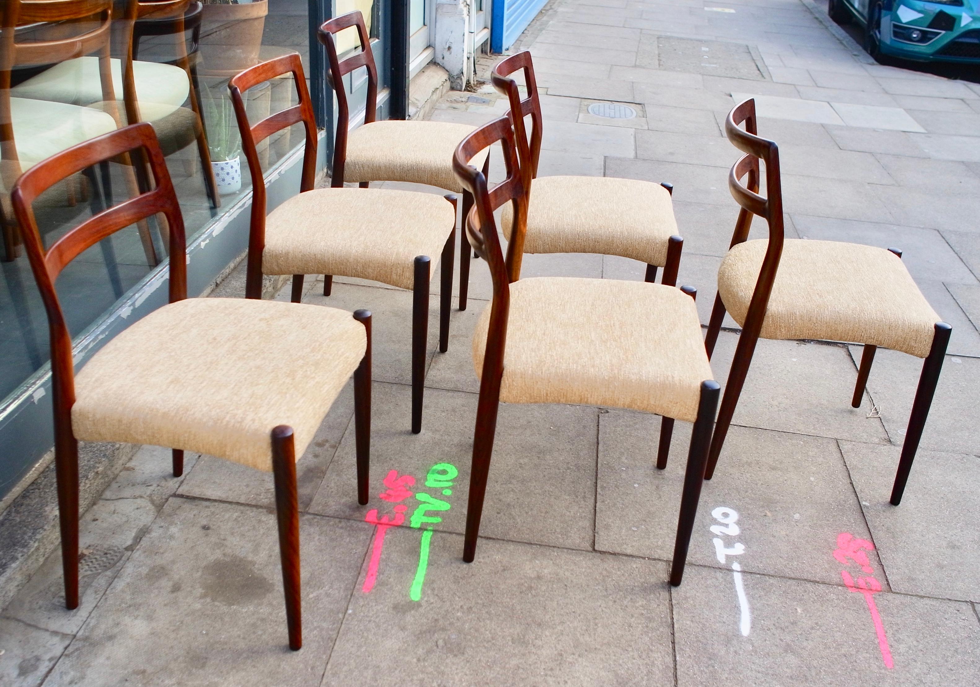 19th Century Six Vintage Danish Hardwood 1960s Dining Chairs by Johannes Andersen For Sale