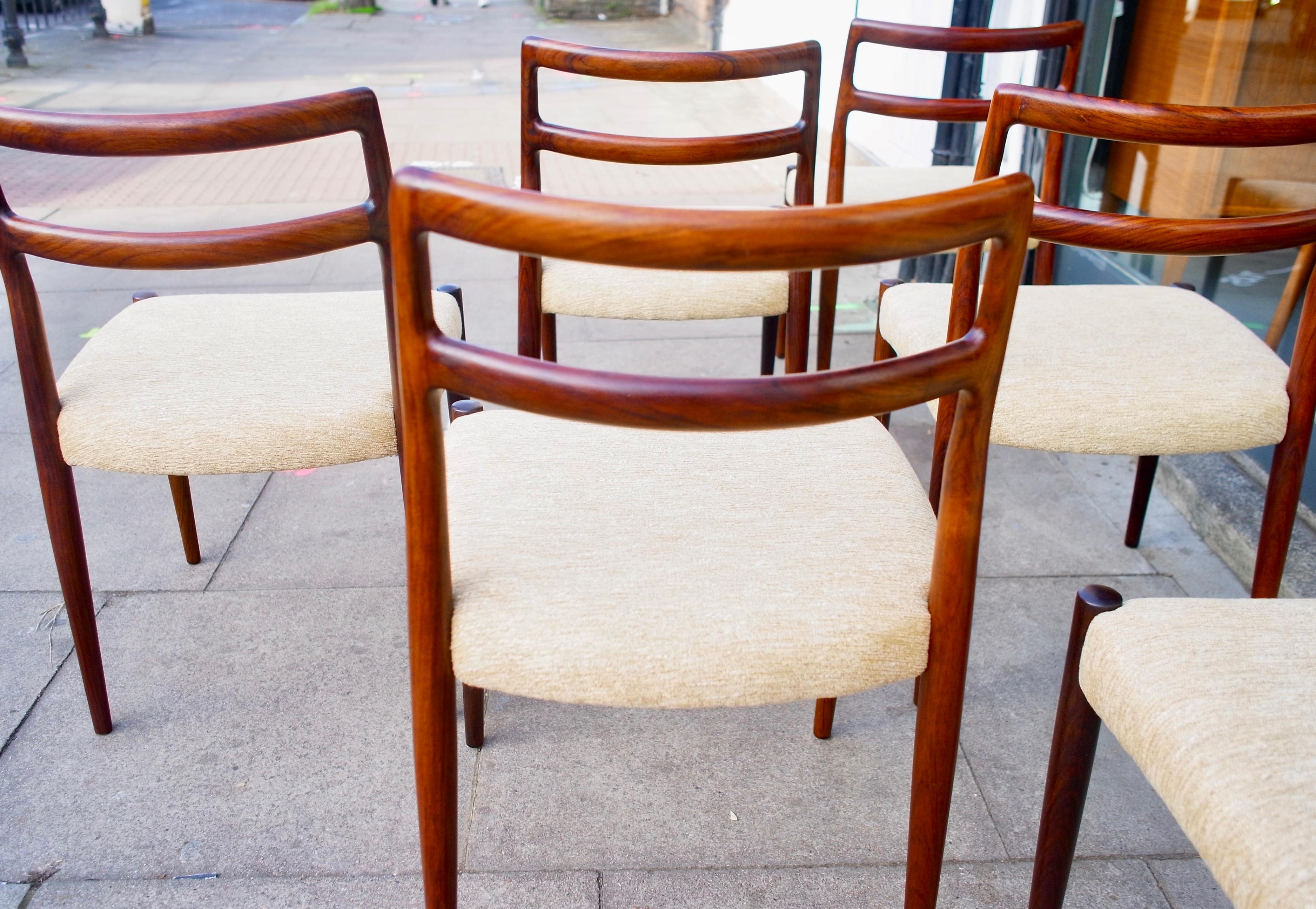 Six Vintage Danish Hardwood 1960s Dining Chairs by Johannes Andersen For Sale 2