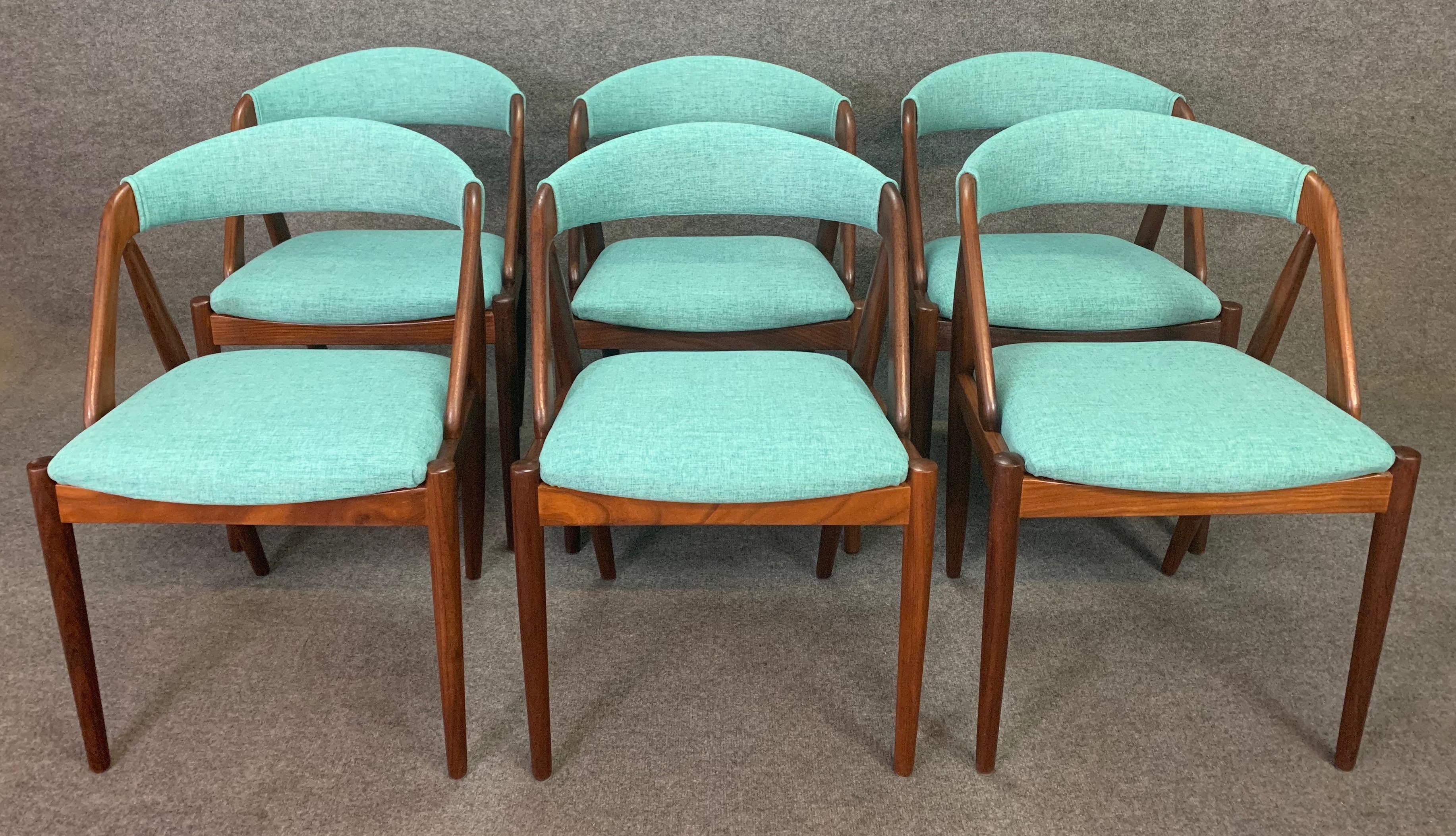 Scandinavian Modern Six Vintage Danish Midcentury Teak Dining Chairs 