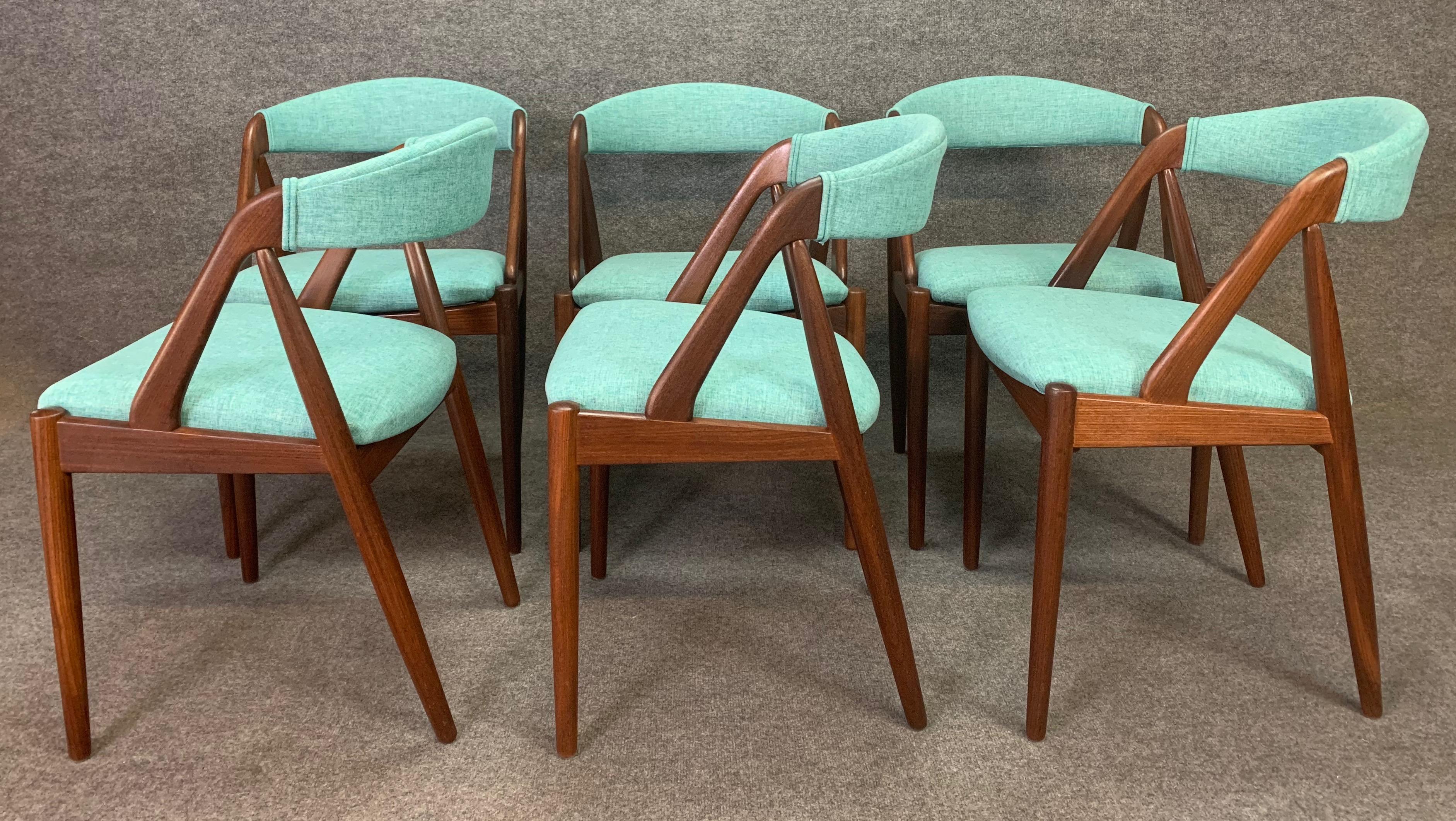 Mid-20th Century Six Vintage Danish Midcentury Teak Dining Chairs 