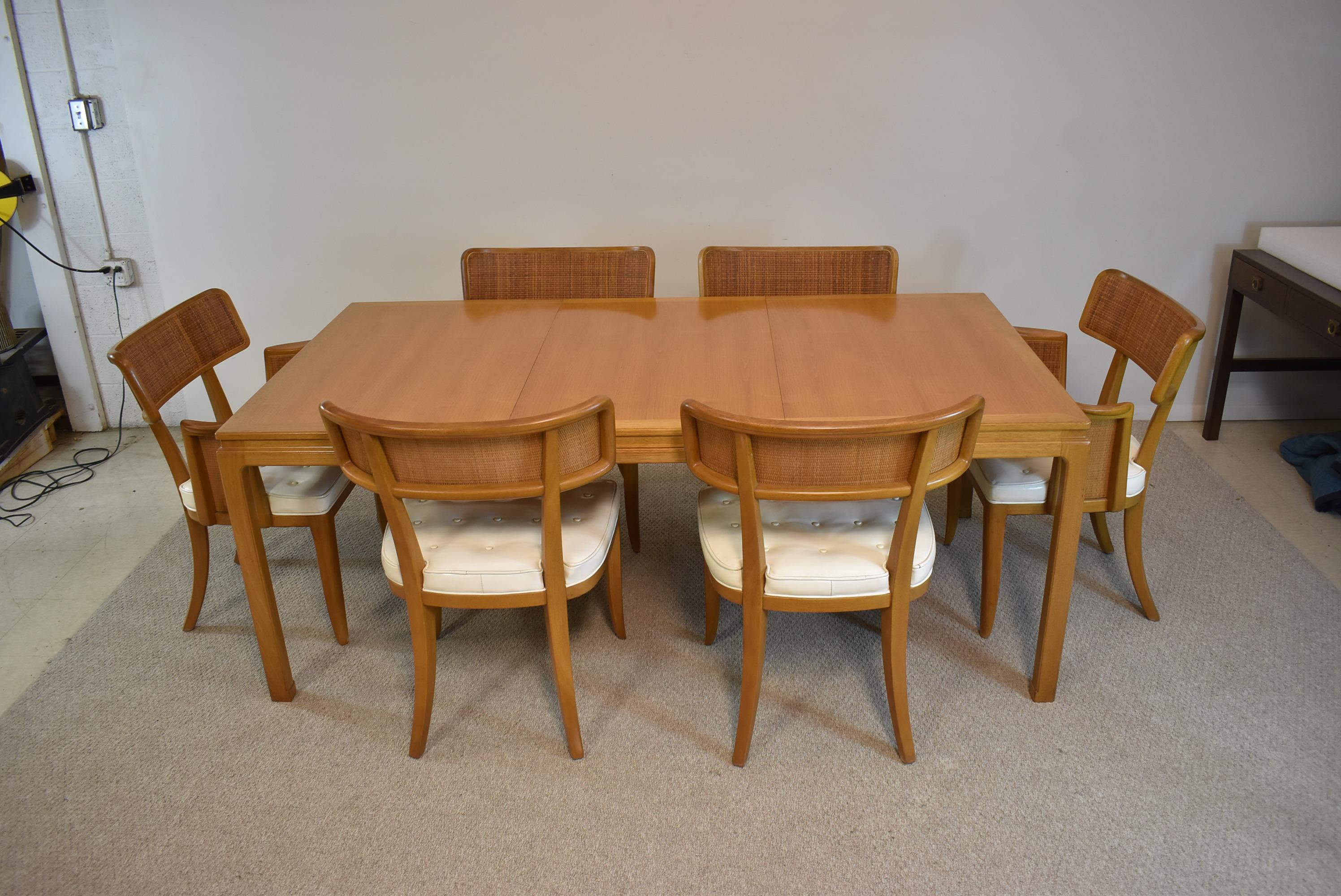 Six Vintage Dunbar Dining Chairs Cane Back Edward Wormley Design, circa 1950's For Sale 6
