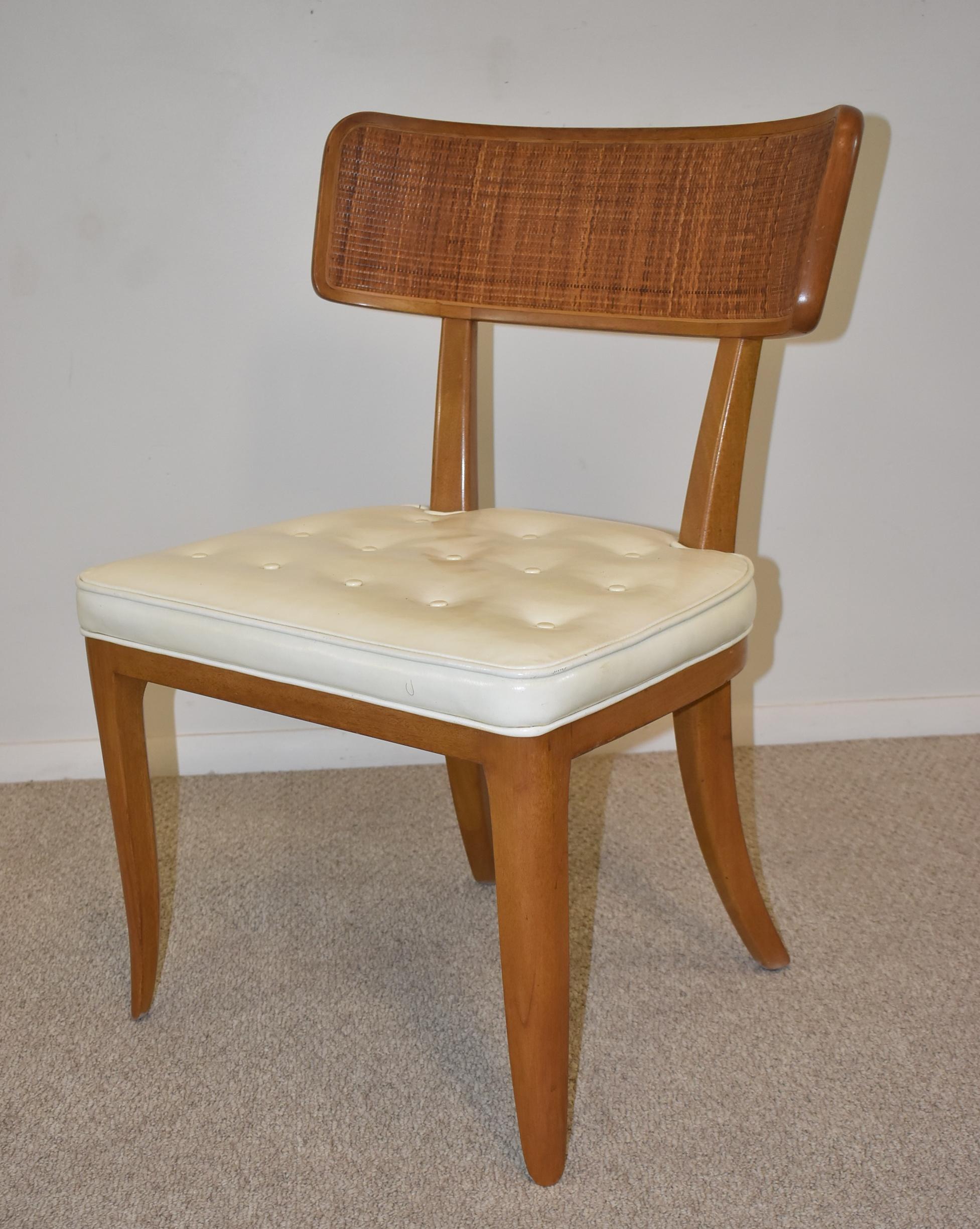 Modern Six Vintage Dunbar Dining Chairs Cane Back Edward Wormley Design, circa 1950's For Sale