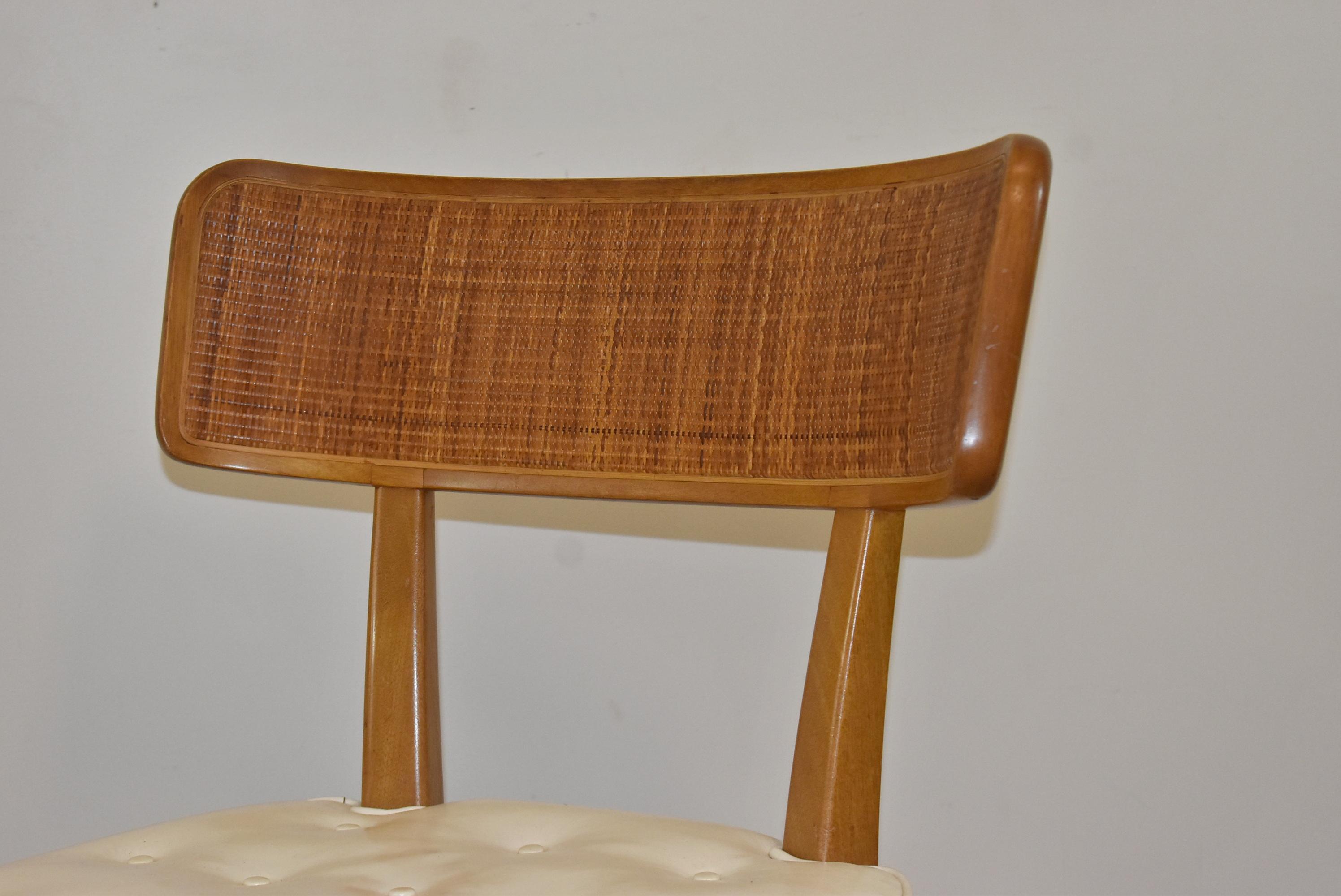 Six Vintage Dunbar Dining Chairs Cane Back Edward Wormley Design, circa 1950's In Good Condition For Sale In Toledo, OH