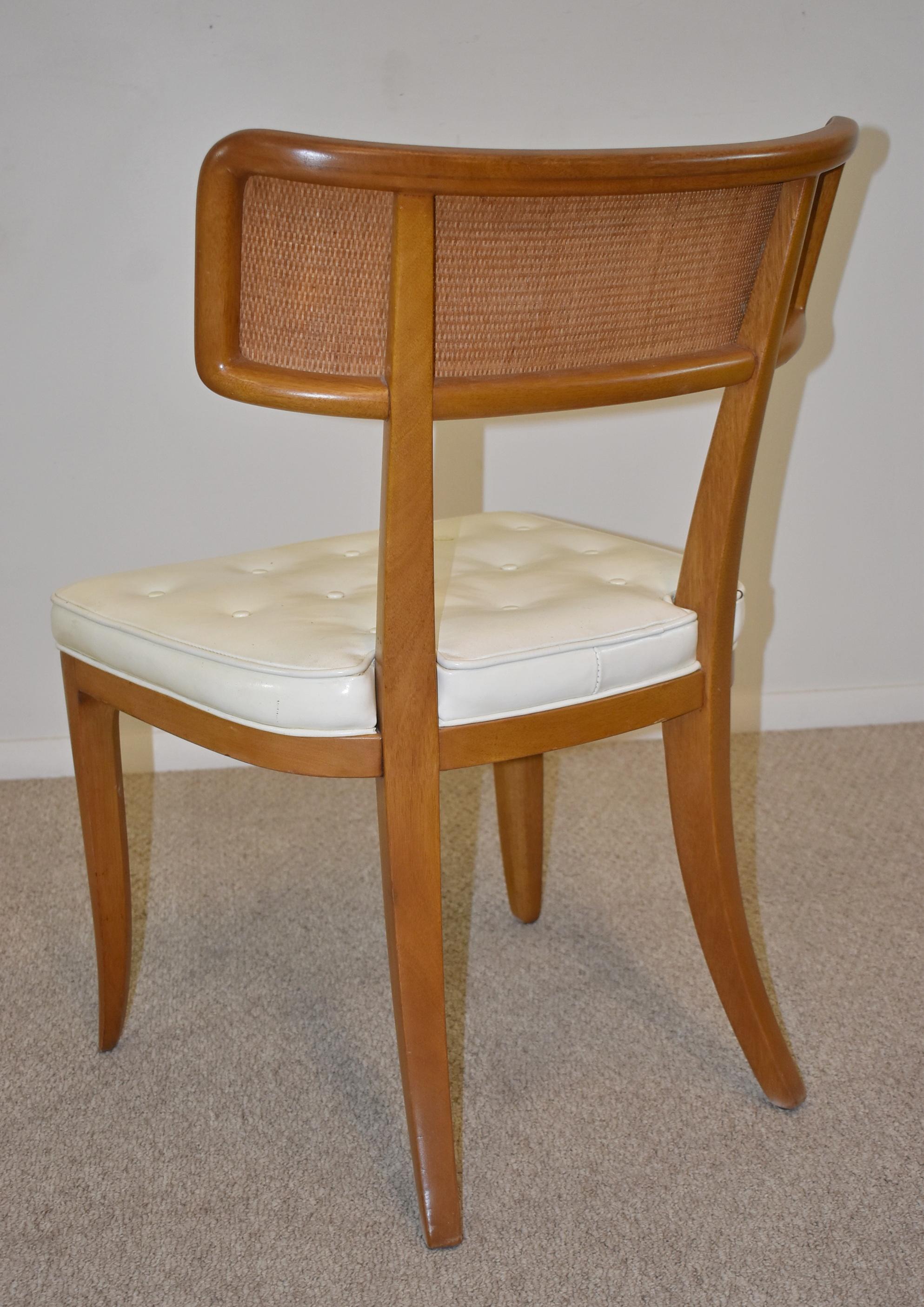 20th Century Six Vintage Dunbar Dining Chairs Cane Back Edward Wormley Design, circa 1950's For Sale