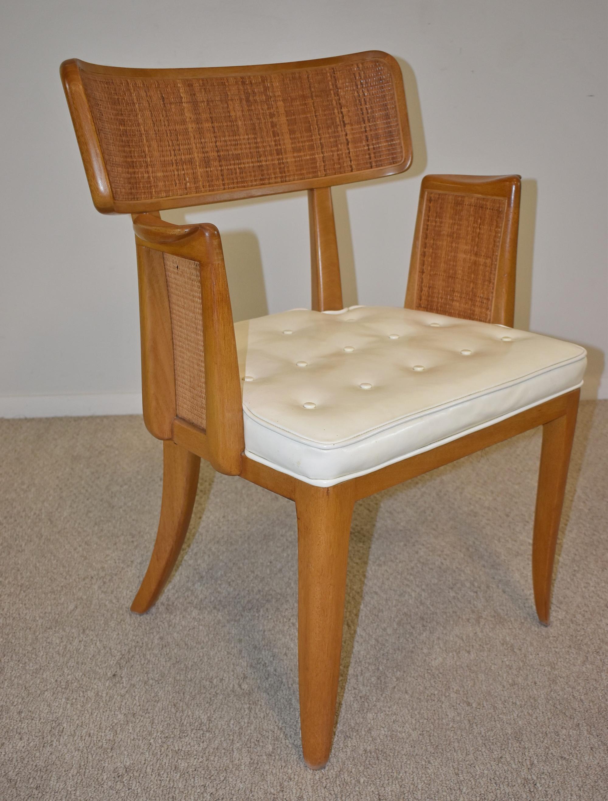 Six Vintage Dunbar Dining Chairs Cane Back Edward Wormley Design, circa 1950's For Sale 1