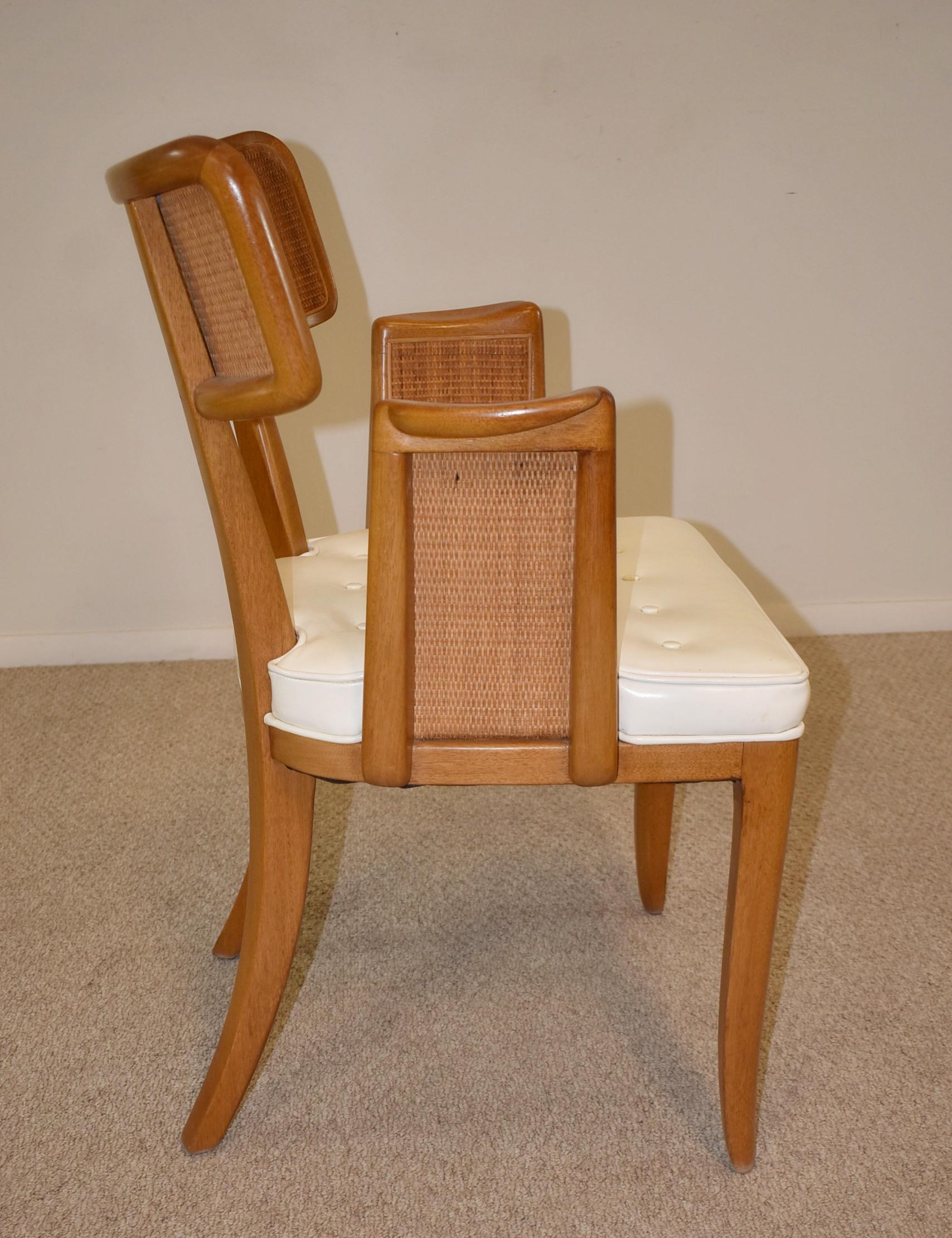 Six Vintage Dunbar Dining Chairs Cane Back Edward Wormley Design, circa 1950's For Sale 2