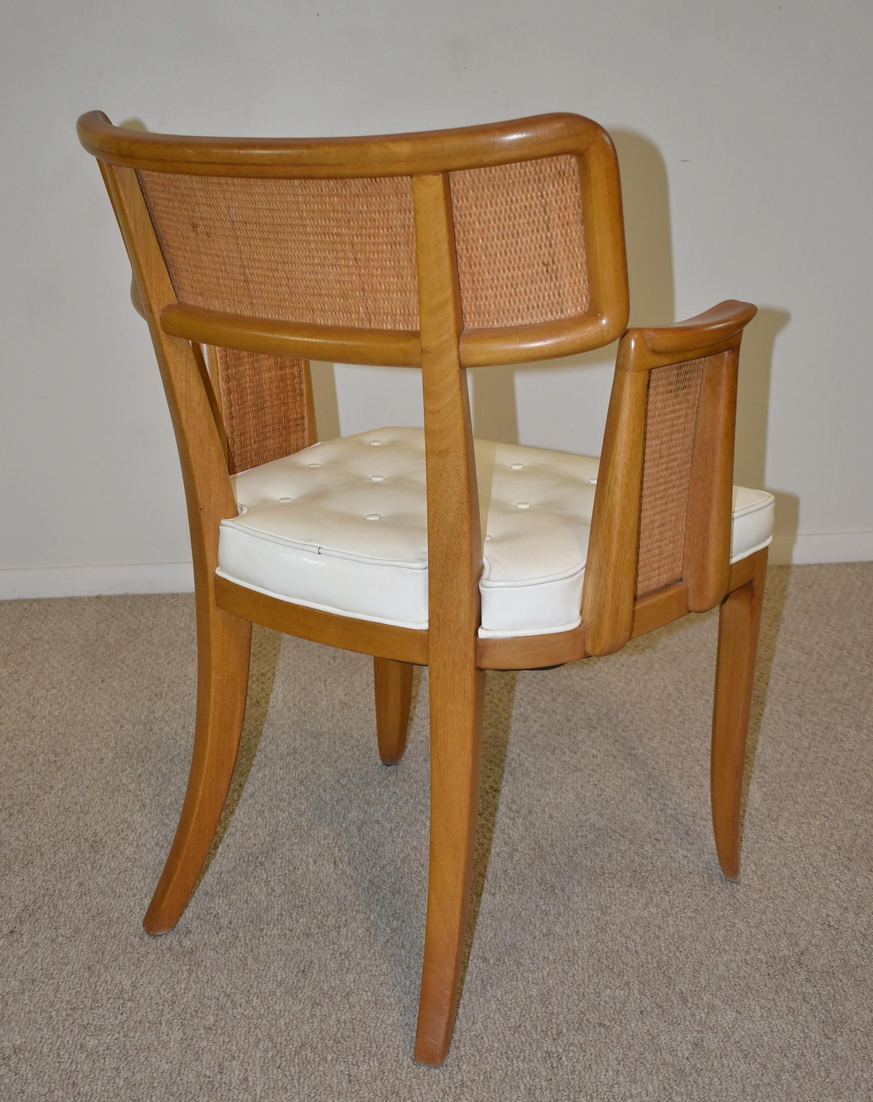Six Vintage Dunbar Dining Chairs Cane Back Edward Wormley Design, circa 1950's For Sale 3