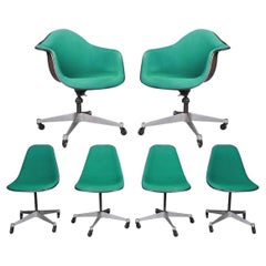 Six Vintage Eames Herman Miller Swivel Shell Chairs on Casters 1970s
