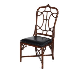 Four Vintage Exotic Faux Bamboo Dining Chairs Mid 20thC