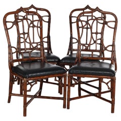 Six Vintage Exotic Faux Bamboo Dining Chairs Mid 20thC Six Vintage Exotic Faux Bamboo Dining Chairs Mid 20thC