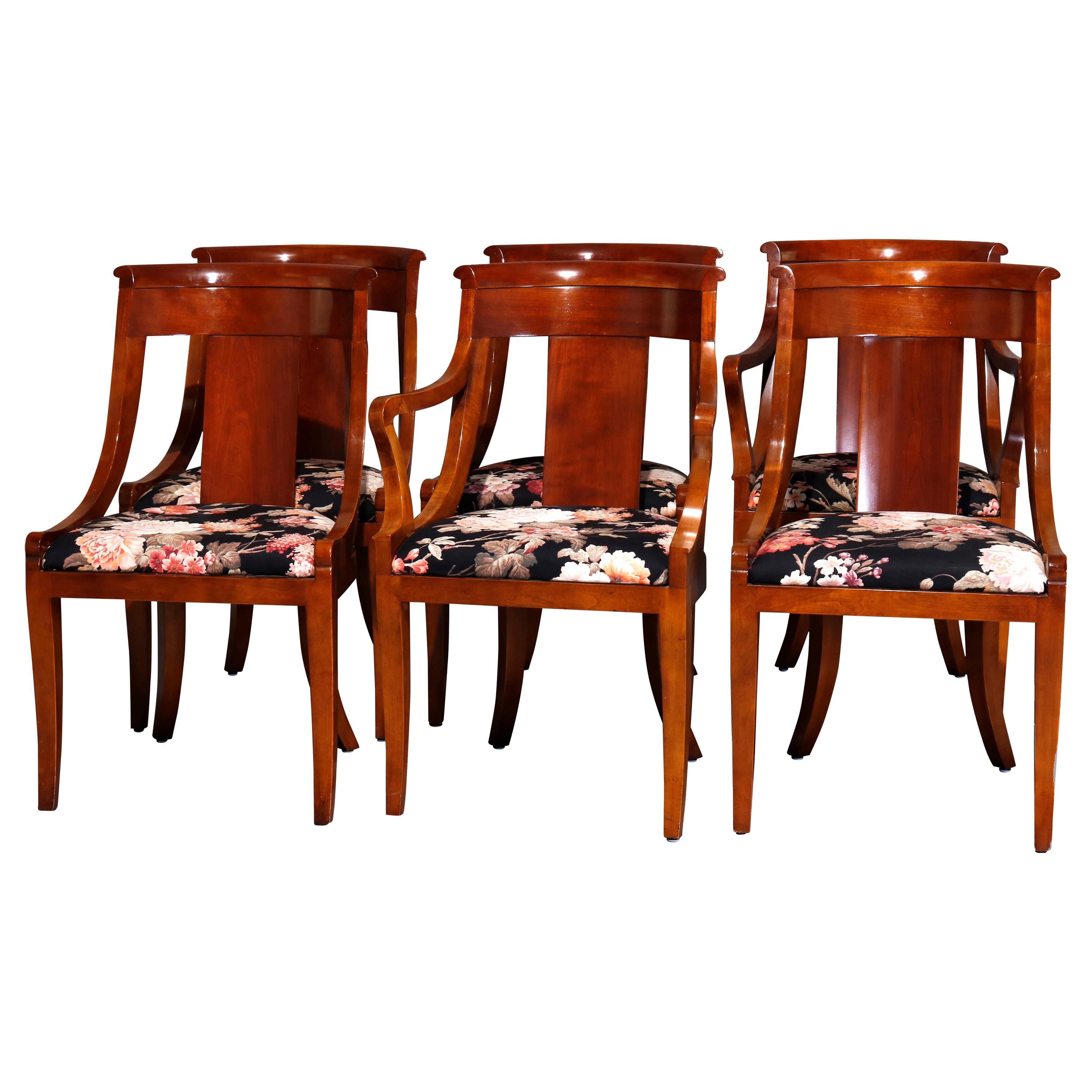 Six Vintage Flame Mahogany Gondola Dining Chairs by Baker Furniture 20th Century