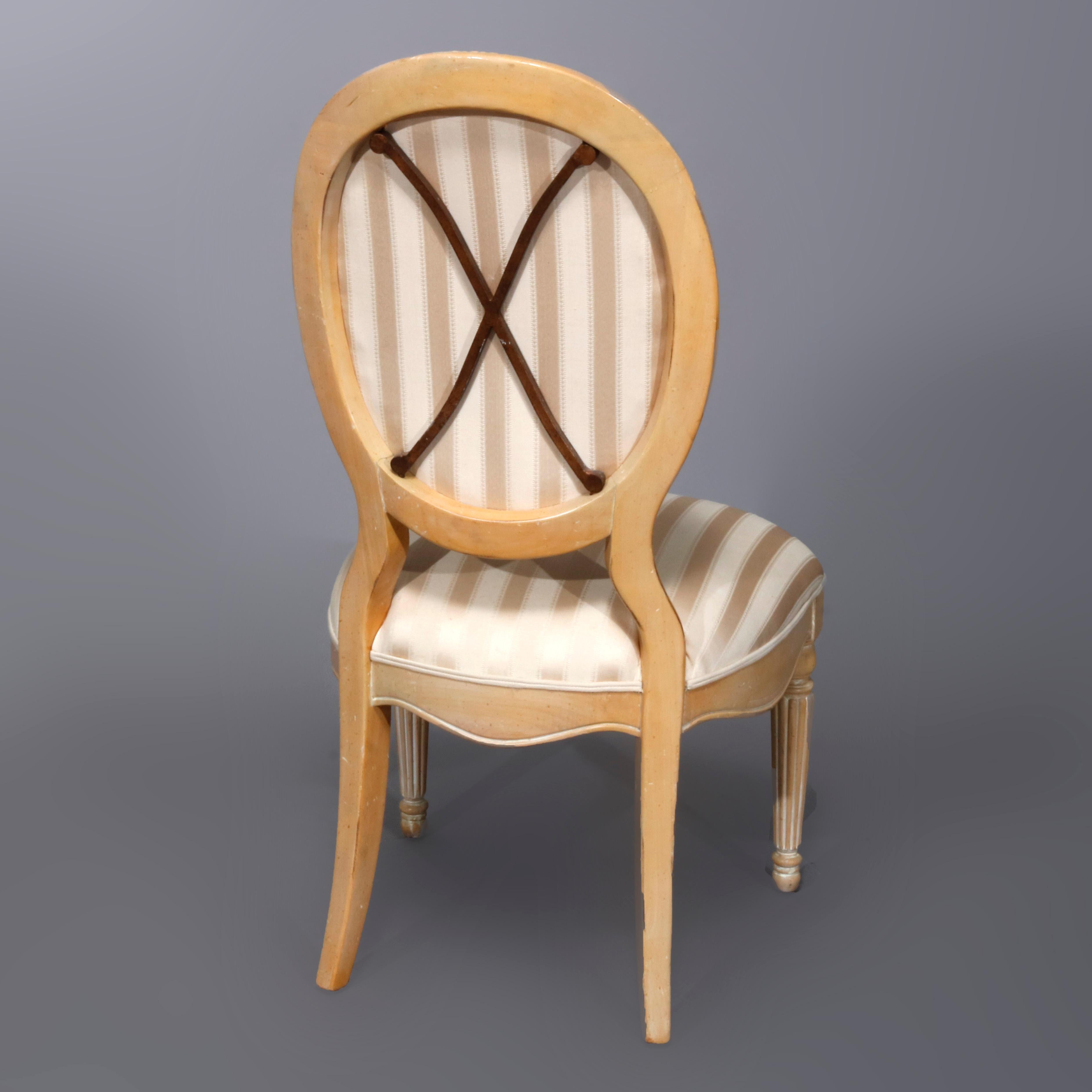 Six Vintage French Louis XVI Style Upholstered Dining Chairs, 20th Century For Sale 4