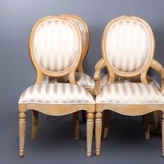 Six Vintage French Louis XVI Style Upholstered Dining Chairs, 20th Century