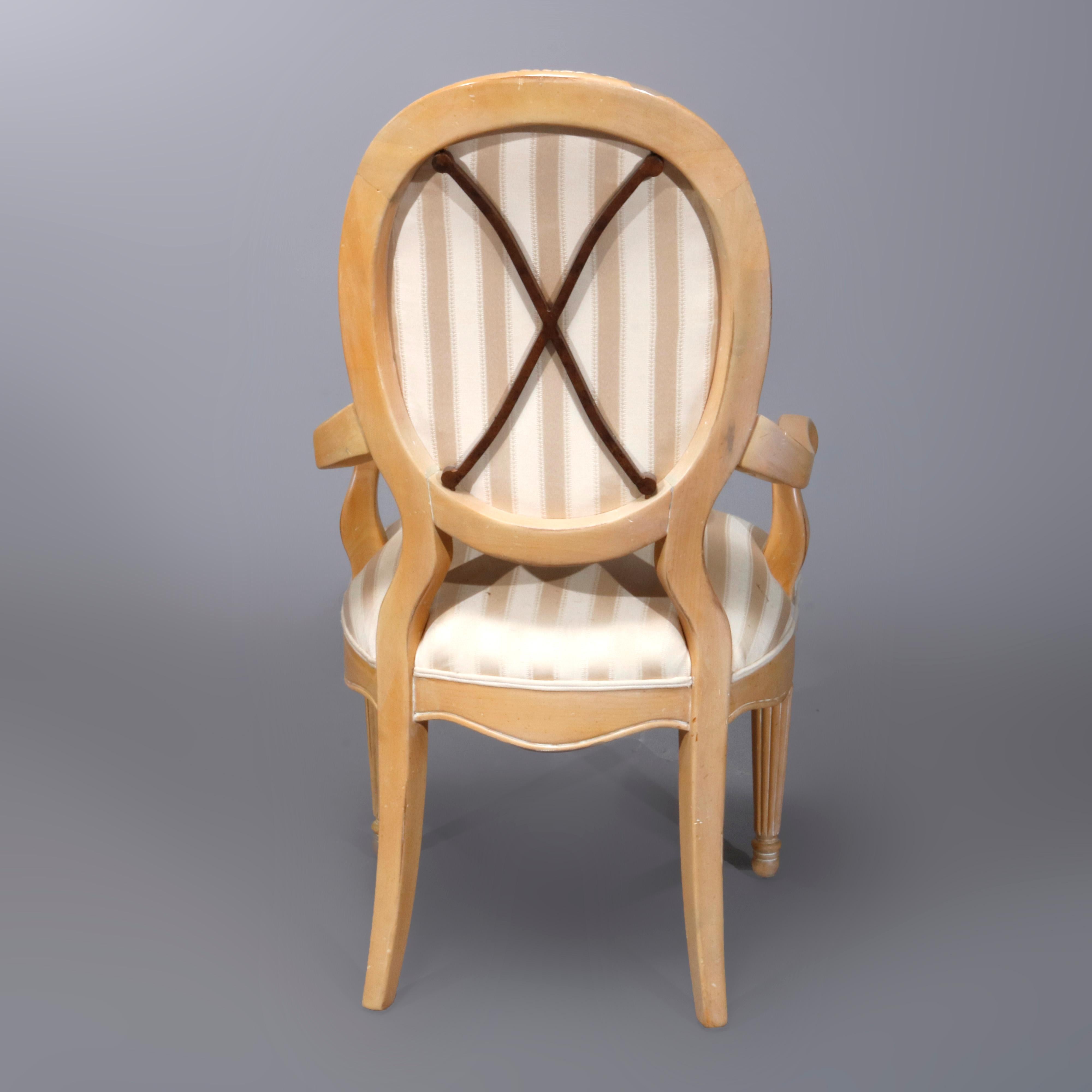Painted Six Vintage French Louis XVI Style Upholstered Dining Chairs, 20th Century For Sale
