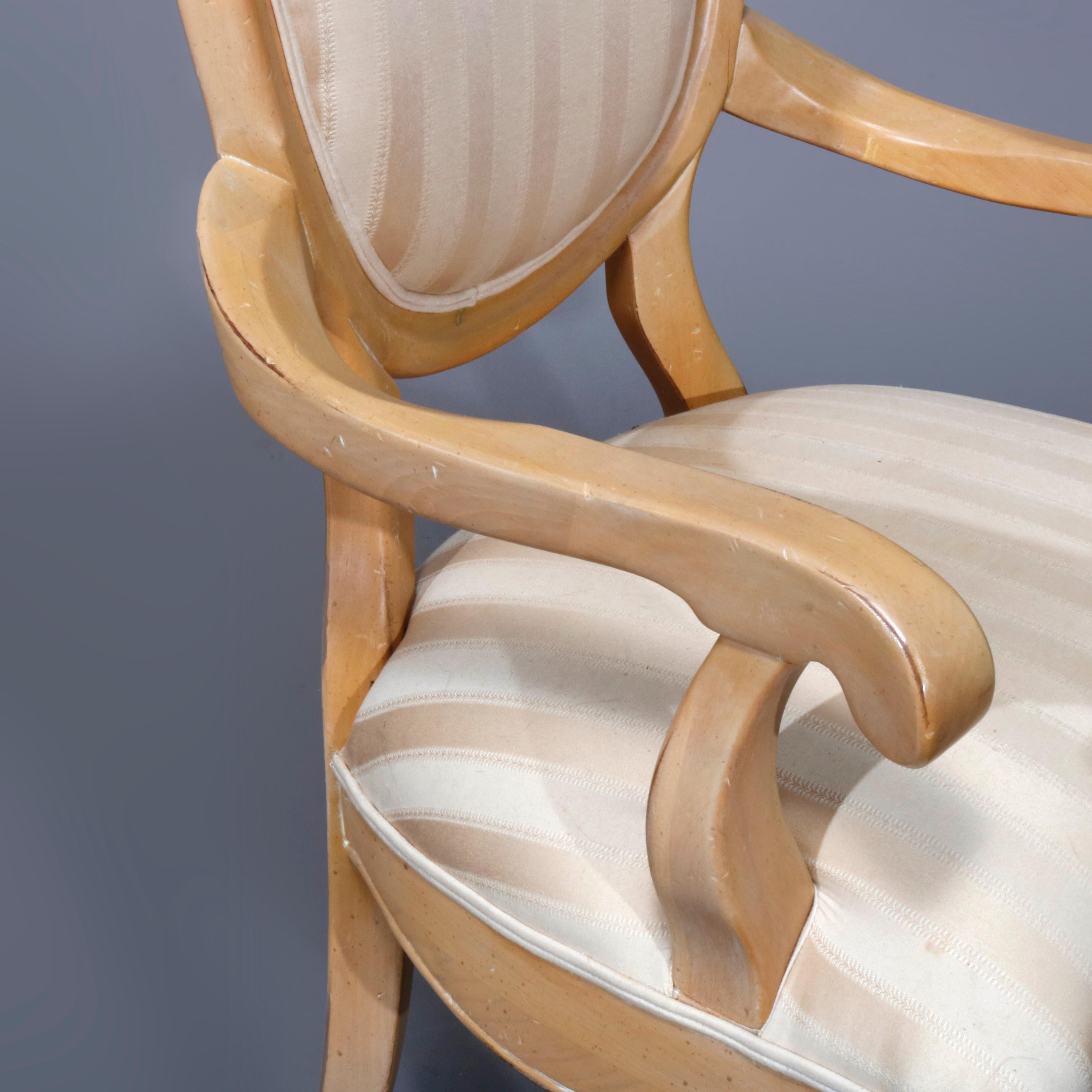 Upholstery Six Vintage French Louis XVI Style Upholstered Dining Chairs, 20th Century For Sale