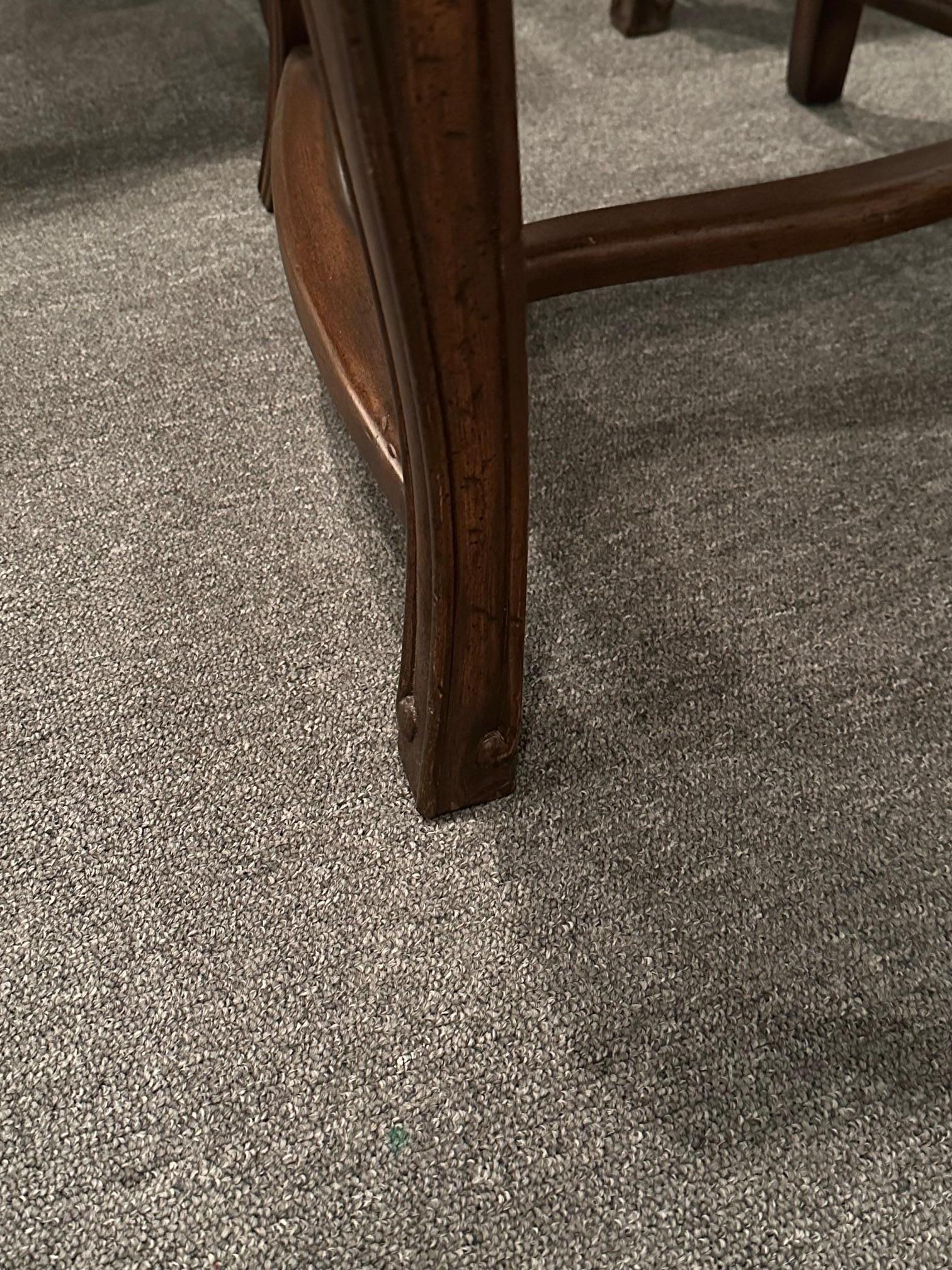 Six Vintage French Provincial Style Cane Back Dining Chairs with Suede Seats For Sale 2