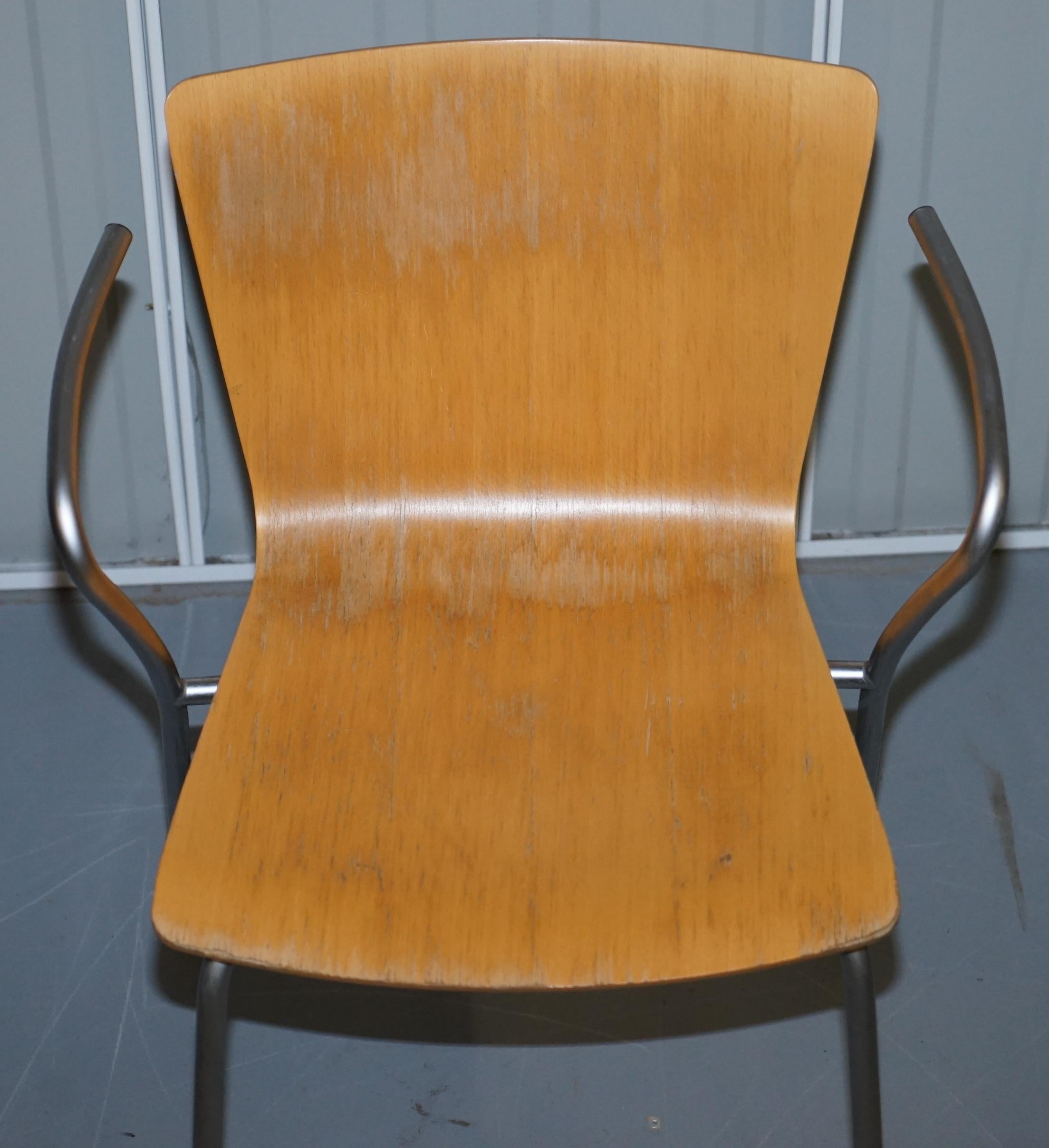 Six Vintage Fritz Hansen Vico Magistretti Duo Bentwood Stacking Armchairs 6 4 2 For Sale 5