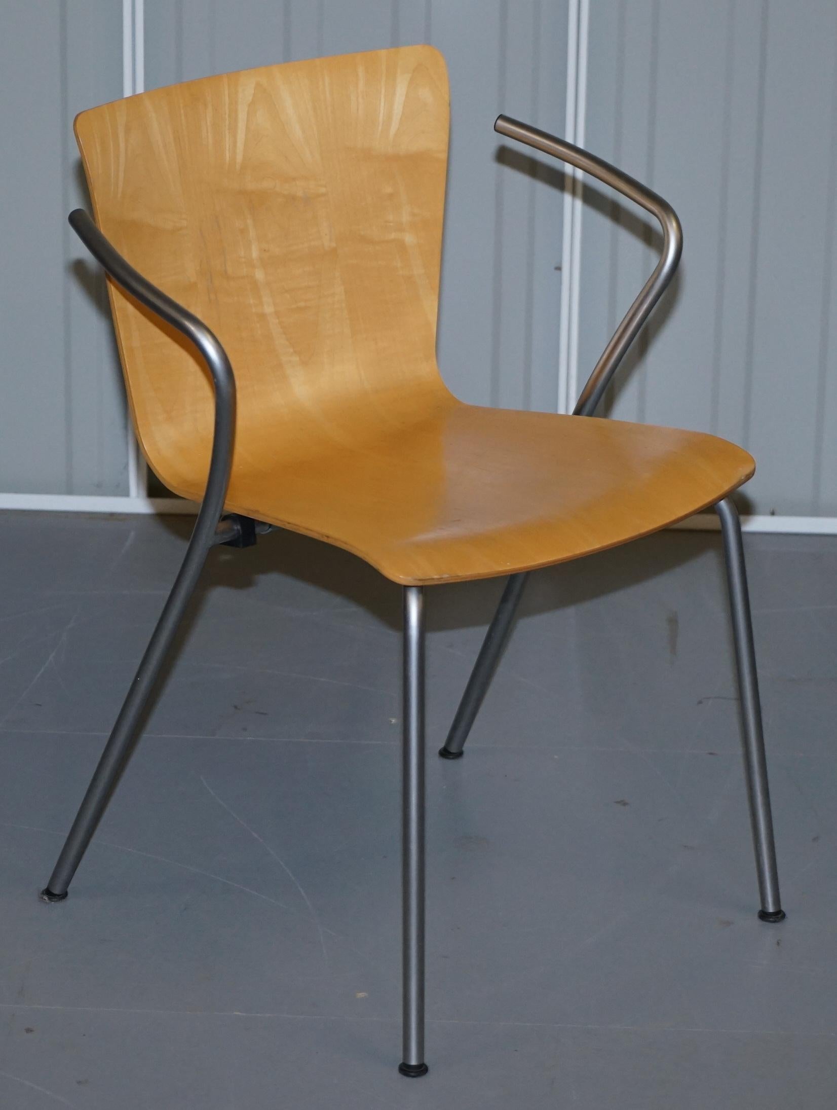 Six Vintage Fritz Hansen Vico Magistretti Duo Bentwood Stacking Armchairs 6 4 2 For Sale 6