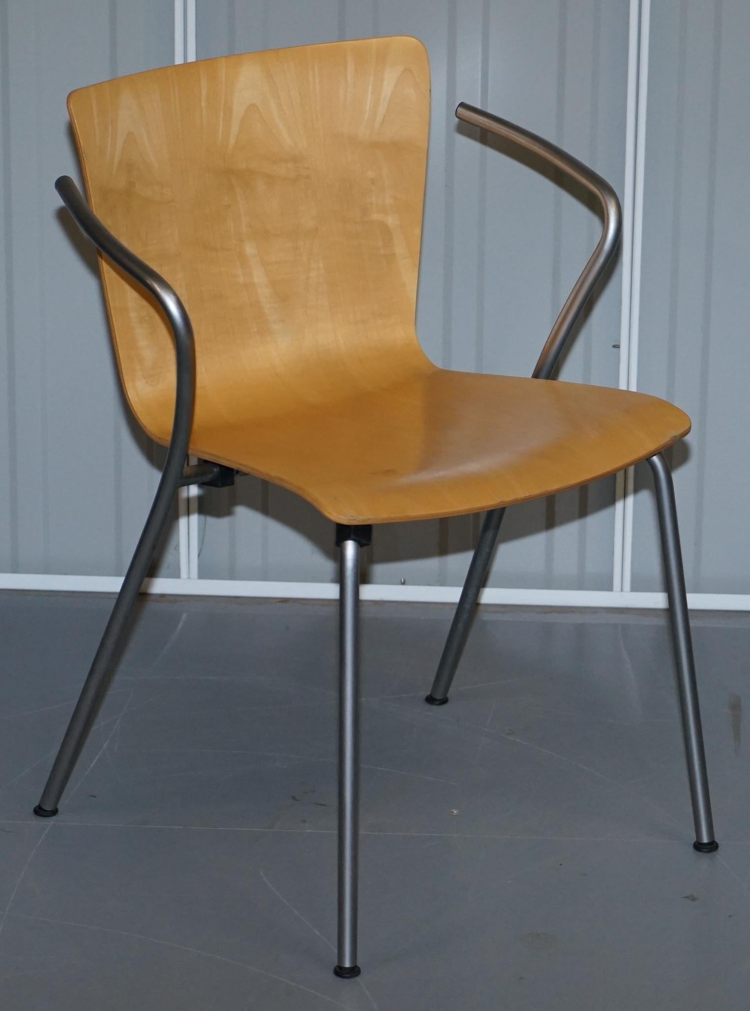 Six Vintage Fritz Hansen Vico Magistretti Duo Bentwood Stacking Armchairs 6 4 2 For Sale 10