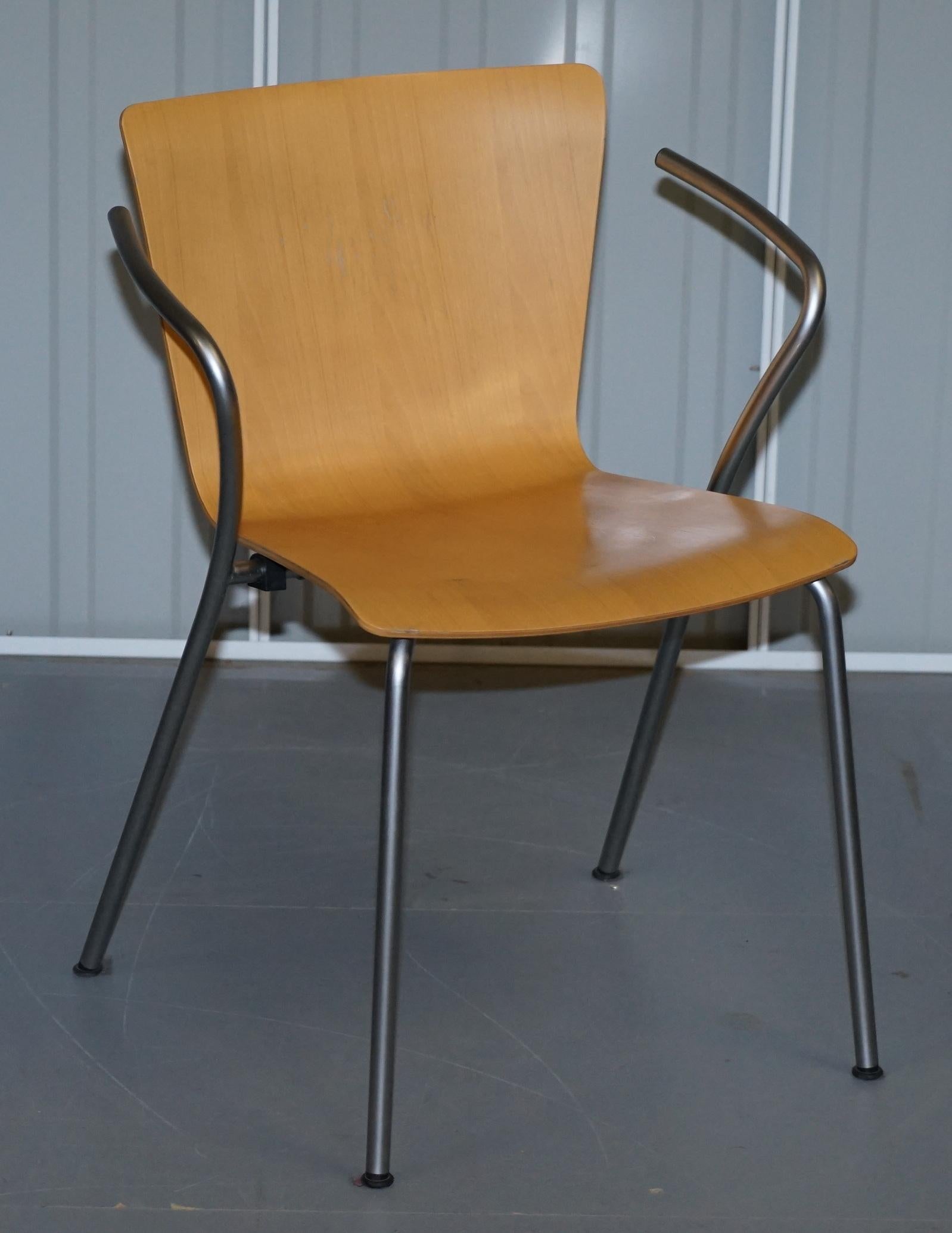 Six Vintage Fritz Hansen Vico Magistretti Duo Bentwood Stacking Armchairs 6 4 2 For Sale 11