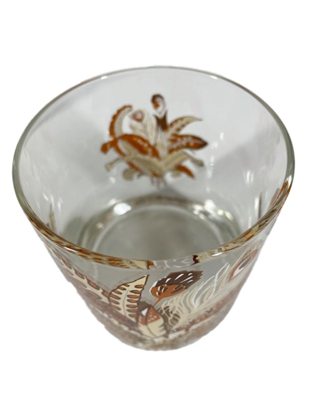 Sechs Vintage Georges Briard Federstrauß-Blumenstrauß-Gläser mit Felsen, Vintage (amerikanisch) im Angebot