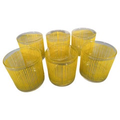 Six Vintage Georges Briard 'Icicle' Rocks Glasses in Yellow
