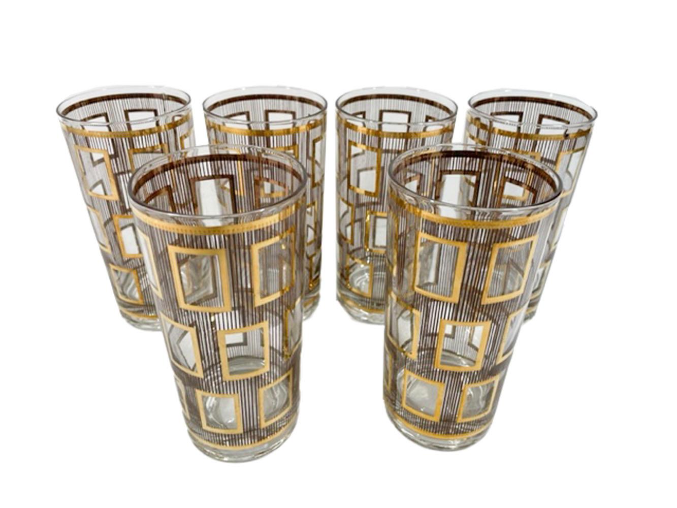 Six vintage Georges Briard highball glasses in the 