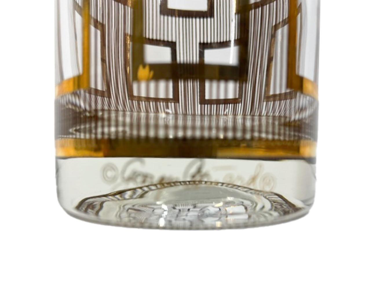 20ième siècle Six verres longs vintage Georges Briard à motif « Window » en émail brun  en vente