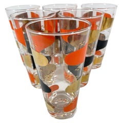 Six Vintage Highball Glasses in the Atomic Style