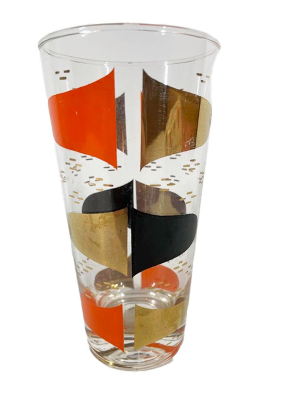 Mid-Century Modern Six Vintage Highball Glasses in the Atomic Style For Sale