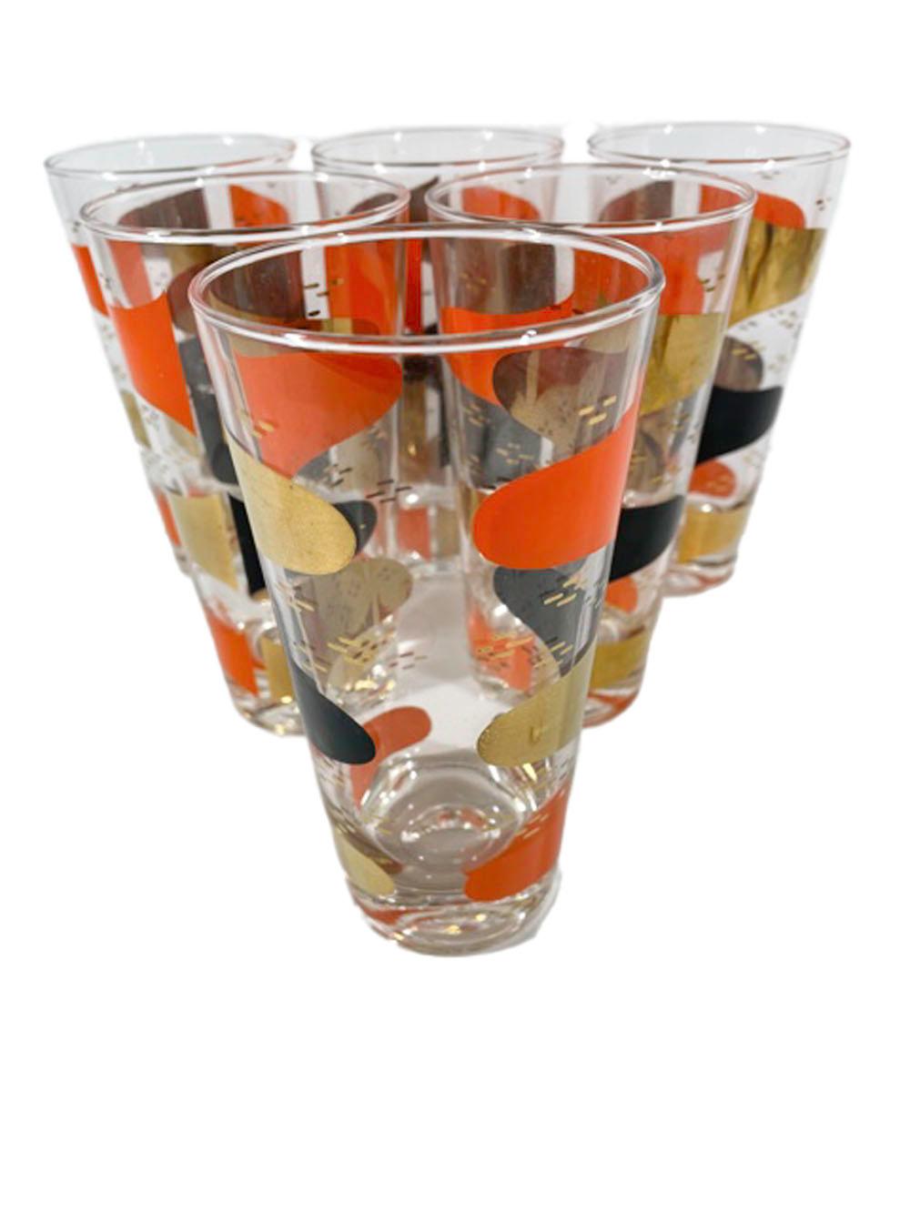 Six Vintage Highball Glasses in the Atomic Style In Good Condition For Sale In Nantucket, MA