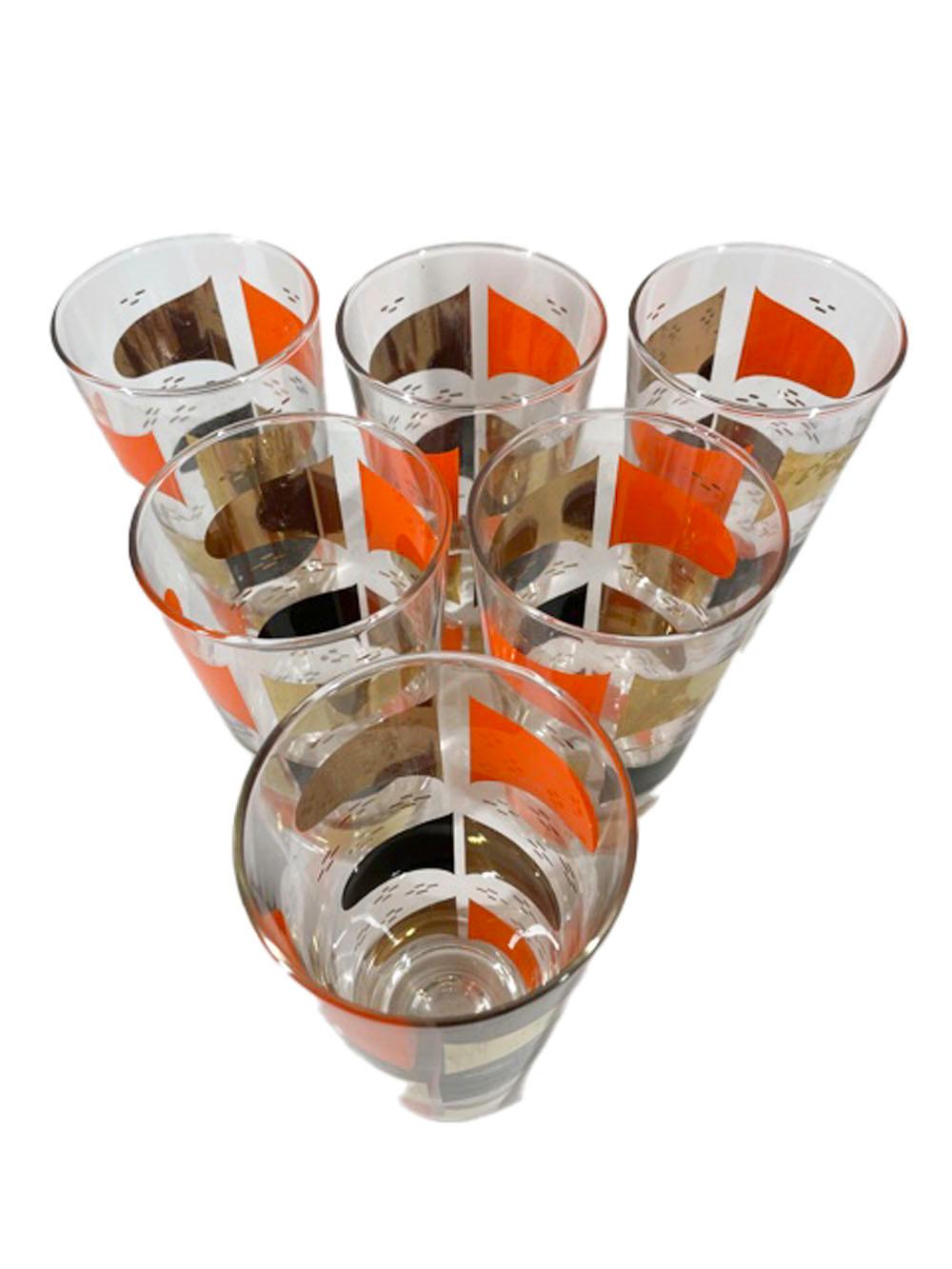 20th Century Six Vintage Highball Glasses in the Atomic Style For Sale
