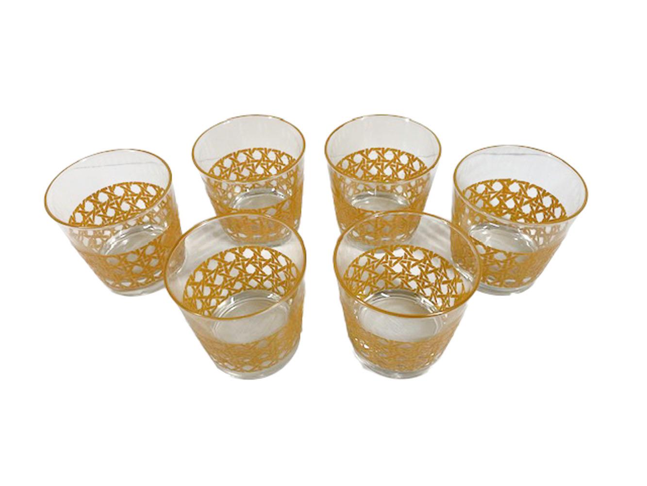 Mid-Century moderno Sei bicchieri vintage Libbey Glass Co., modello Cane, Old Fashioned o Rocks in vendita